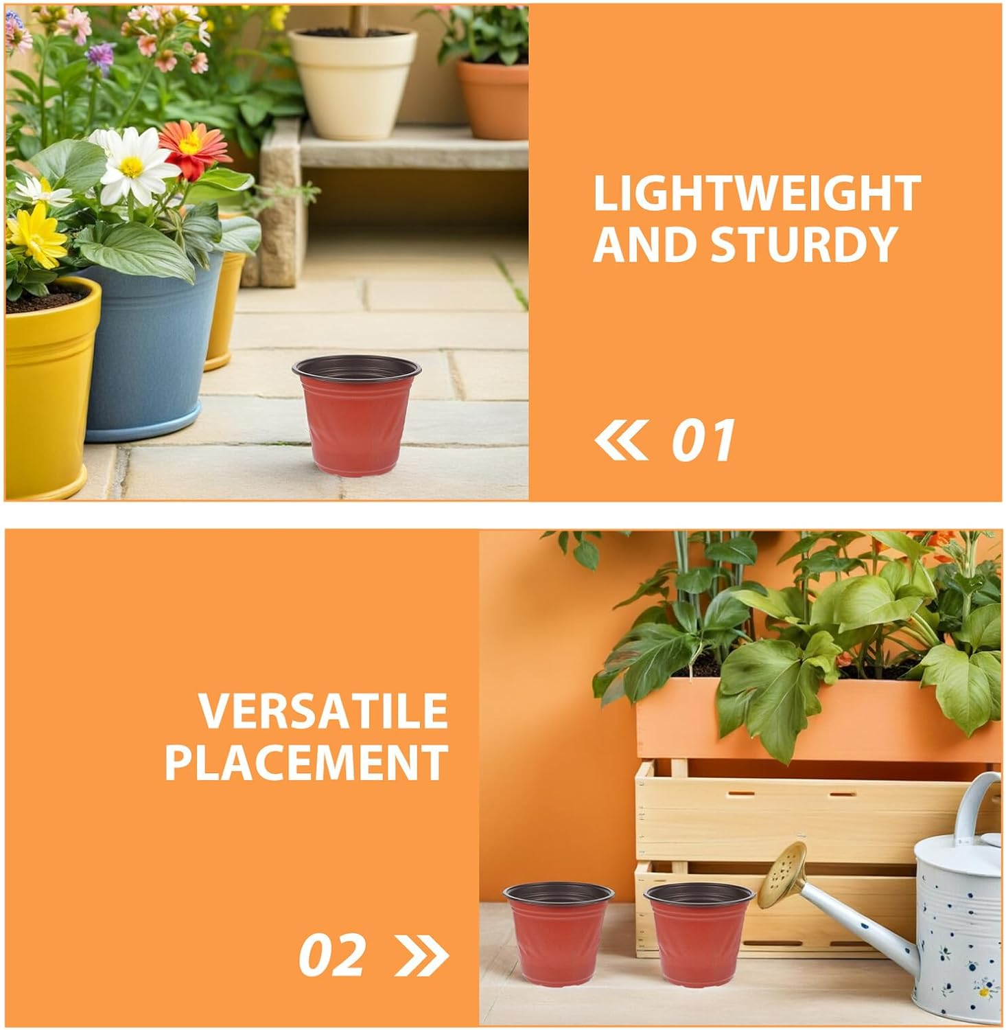 Kisangel 100Pcs Plastic Nursery Pots Drainage Holes 5.5X5.11 round Flower Transplanting Containers for Gardening Succulent Planters and Seedling Propagation image number 4