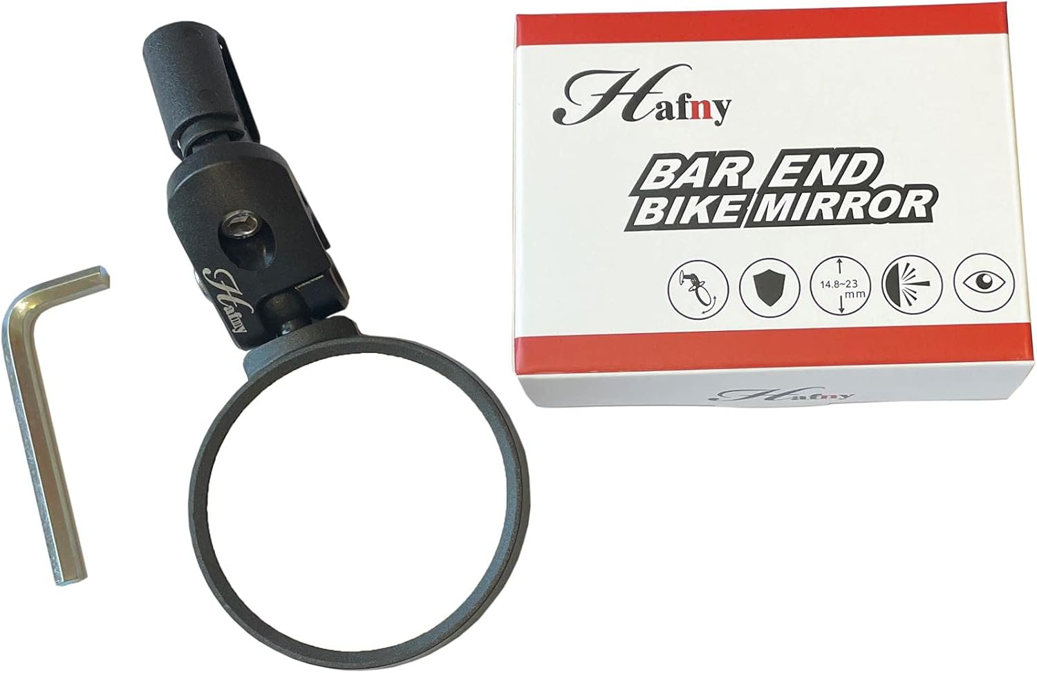 Hafny Bar End Bike Mirror, Stainless Steel Lens, Safe Rearview Mirror (Black 62 Diameter * 2PCS)
