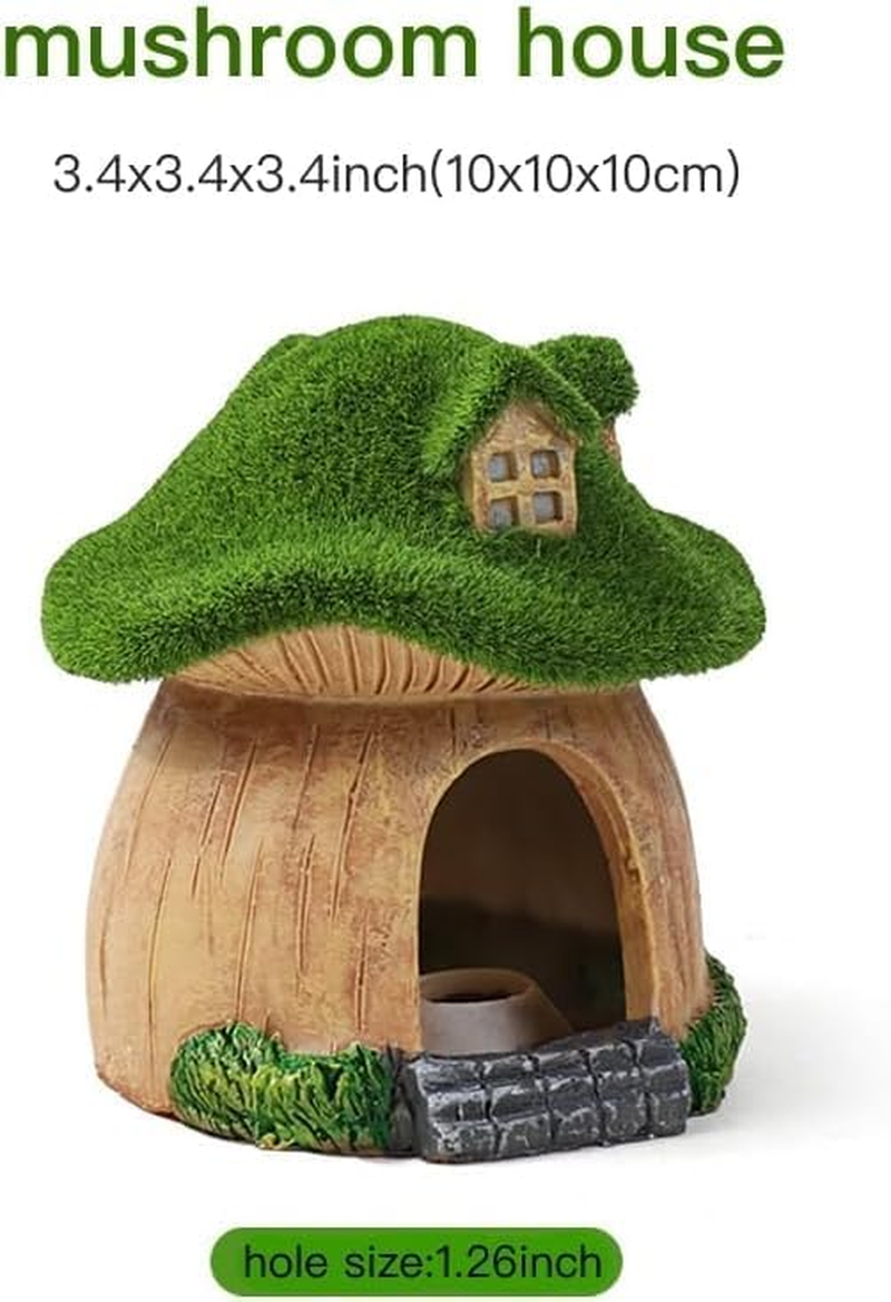 Fish House for Aquarium Aquarium Decorations Fish Hideout Mushroom Fish Tank House with Lifelike Moss (Mushroom) image number 5