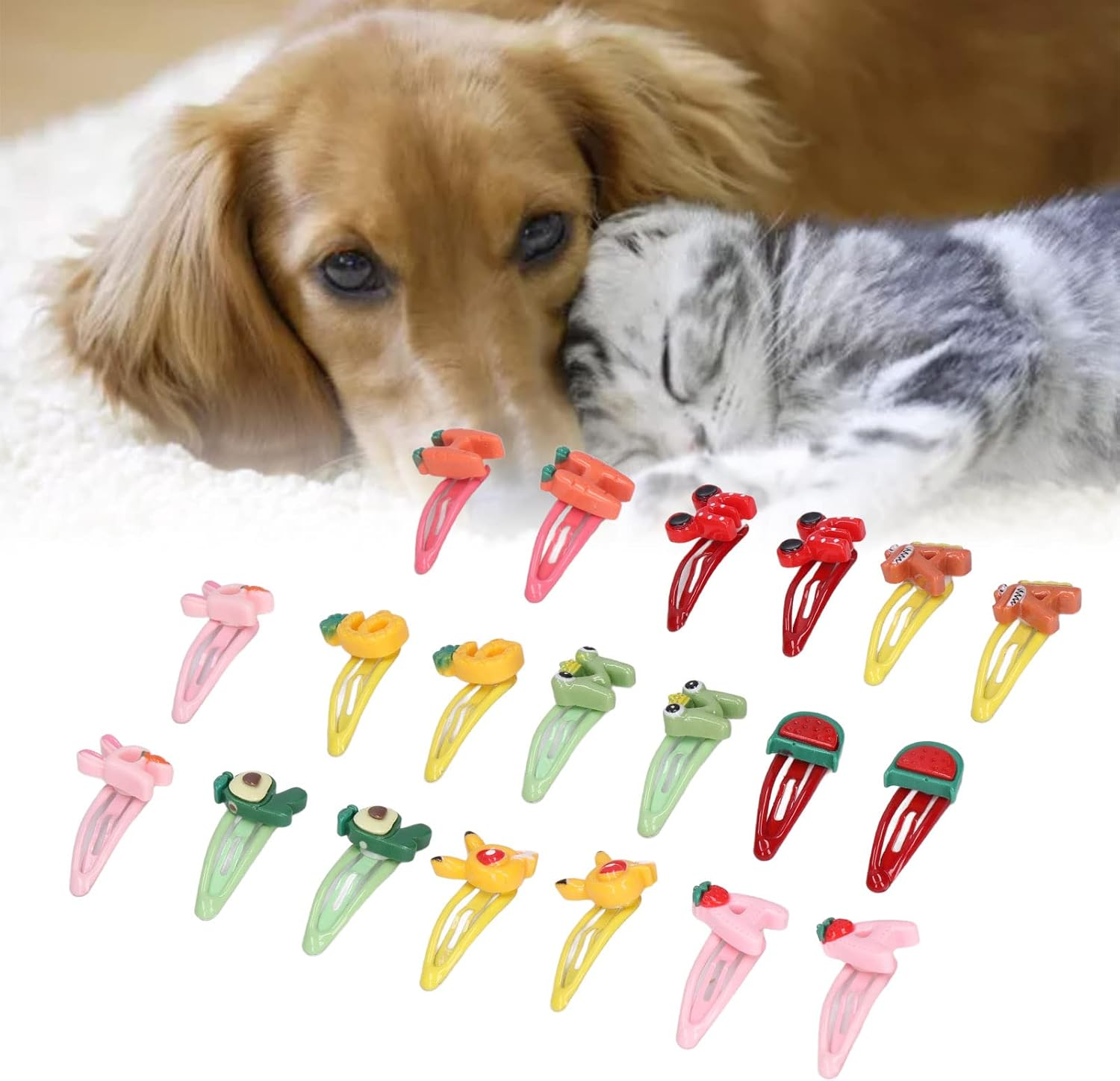 48 Pieces Dogs Hair Clips, 1 Inch Mini Bone Shaped Snap Pet Hair Barrettes Multicolor Hair Accessories, Pet Grooming Bows Hair Accessories for Dog Cat Puppy Pet