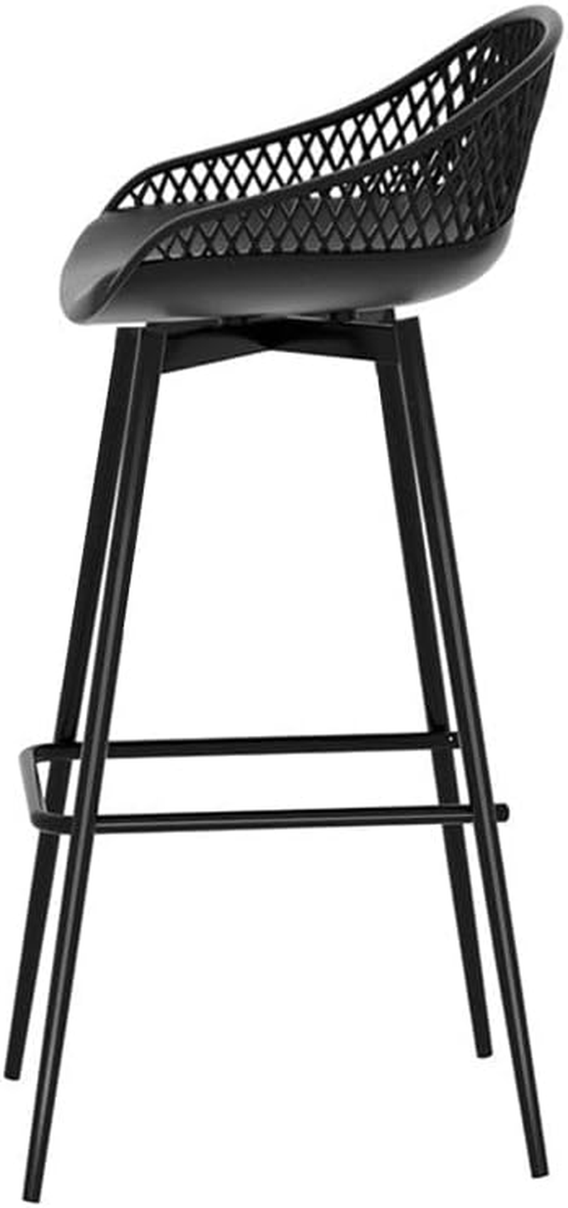 Gardeon Set of 4 Outdoor Bar Stools, Metal Frame Patio Chairs Bistro Dining Lounge Garden Pool Backyard Balcony Deck Furniture, Water-Resistant Backrest Stool with Footrest Black image number 1