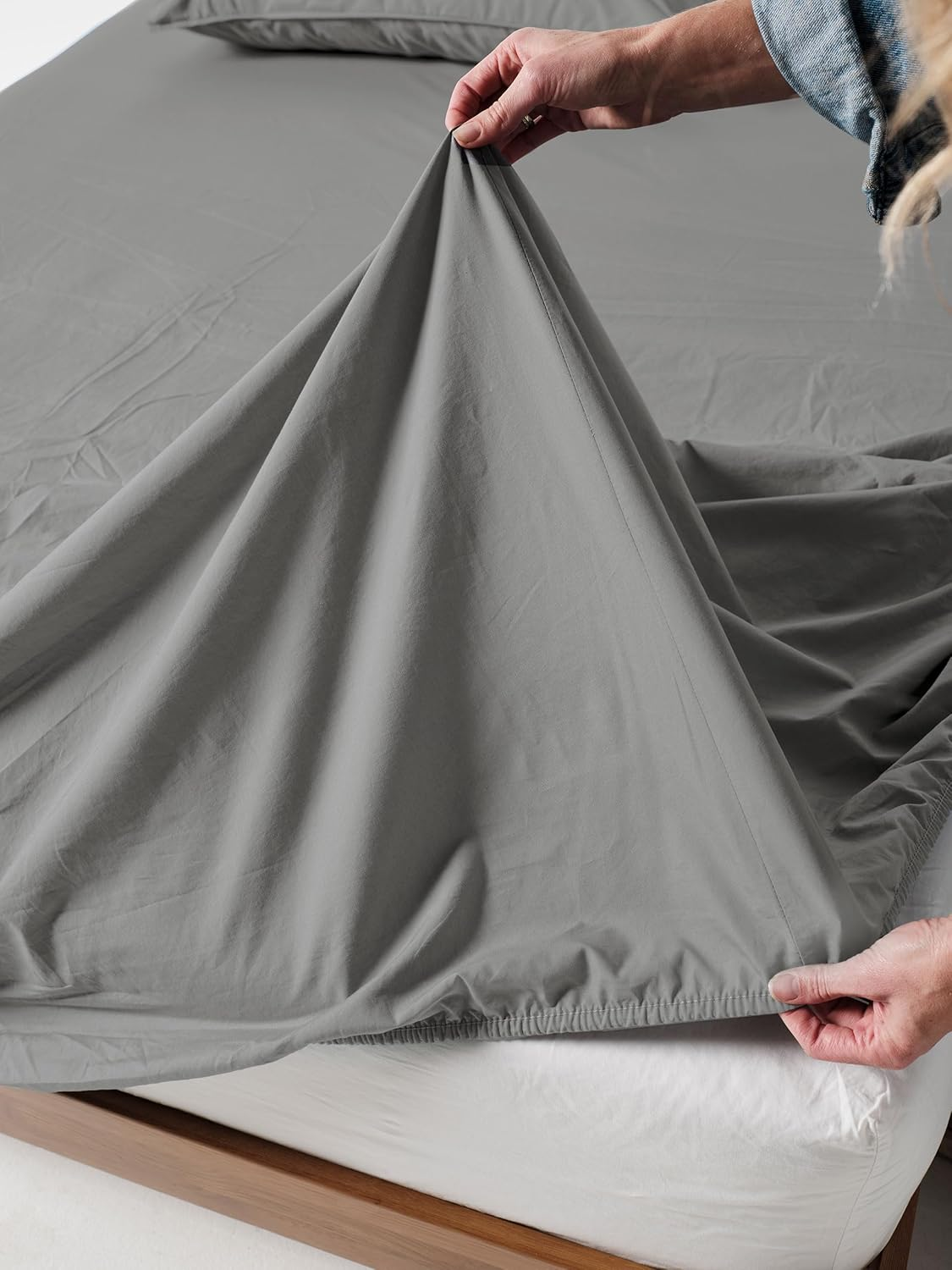 Linen House Terra Bed Sheet Set, Steel, Double Bed - Charcoal image number 4