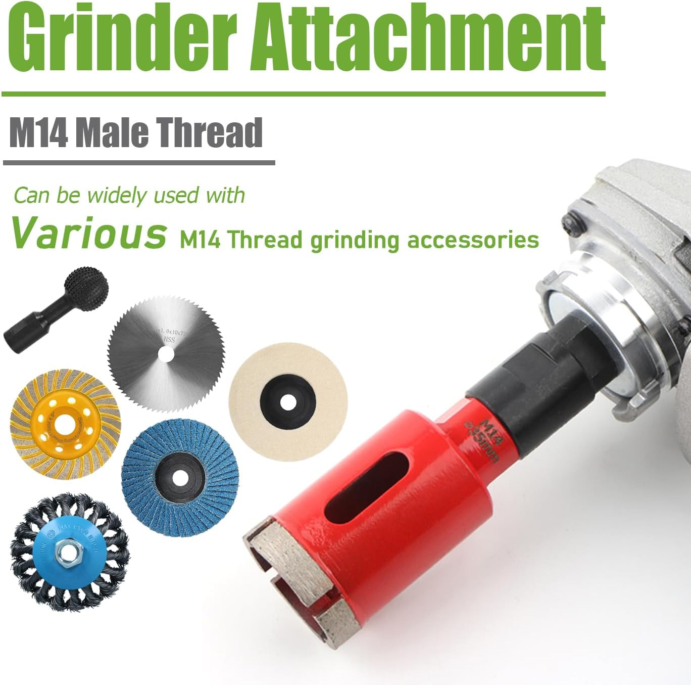 Bestgle 2 Pcs Angle Grinder Adapters M10 Female to M14 Male Thread Converter Rod Polisher Grinder Attachment for Angle Grinder Polisher Diamond Core Bit Interface Converter image number 1