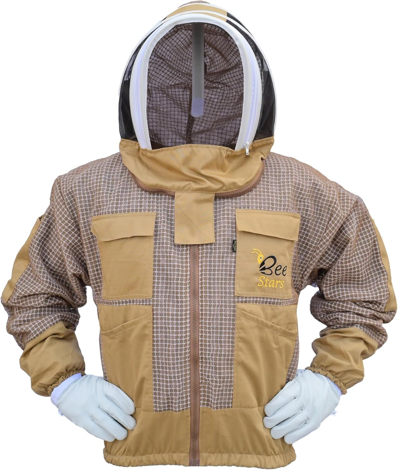 3 Layer Bee Jacket with Fencing Veil and One Pair Gloves Ventilated Sting Proof Beekeeping Jacket for Beekeepers image number 4