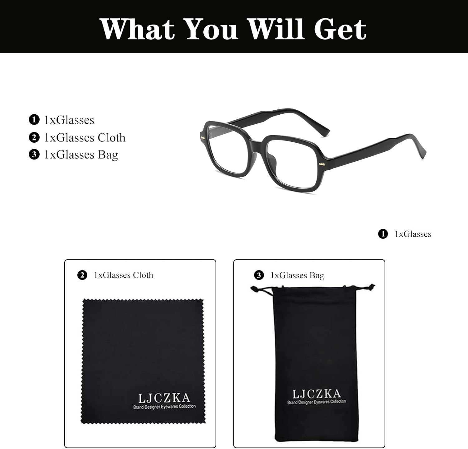 LJCZKA Rectangle Blue Light Glasses Womens Mens Computer Glasses Square Frame anti Eye-Fatigue for Reading, Texting & Gaming - Black image number 4