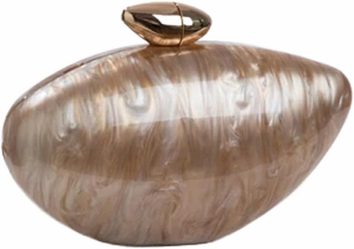 Acrylic Shell Shape Clutch Bag Trendy Metallic Acrylic Clutch Shiny Egg Purses and Handbags for Women Wedding Party image number 2