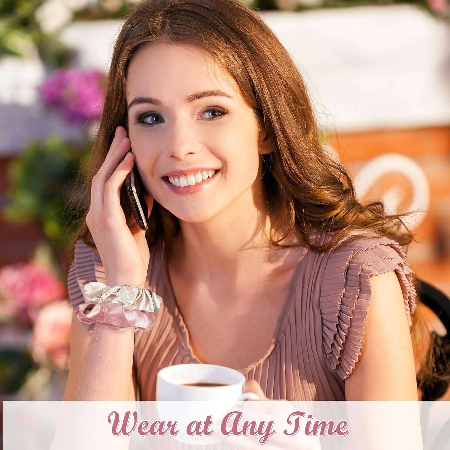 Hshenjhu Pack of 3 Satin Scrunchies, Soft Elastic Scrunchies, Hair Bobbles without Marks, Breakage Prevention Hair Band, Silk Ponytail Holder, for Women, Girls, Hair Accessories, 3 Colours image number 6