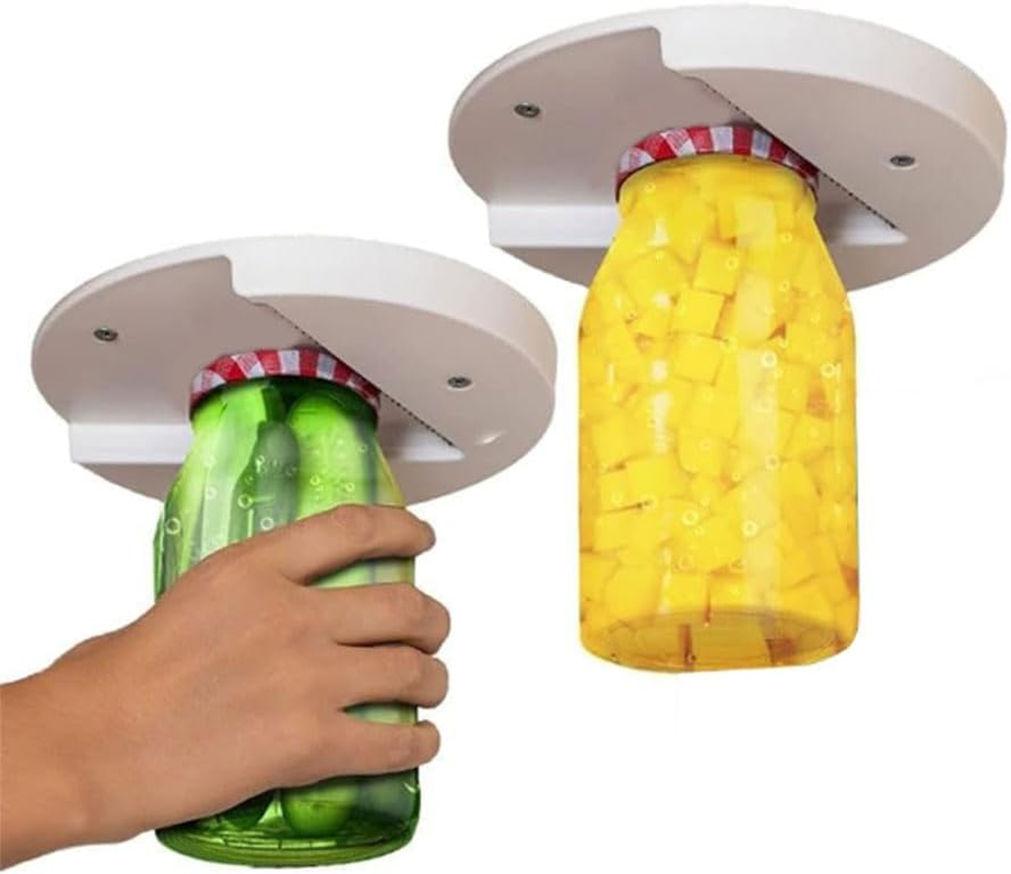 JIUSEGE under Cabinet Jar Opener &ndash; 2 Pack Lid & Bottle Opener Tool for Seniors, Arthritis & Weak Hands &ndash; Easy Grip Kitchen Gadget, Jar Opener for Weak Grip (White, 18 X 18 X 2 CM) image number 6