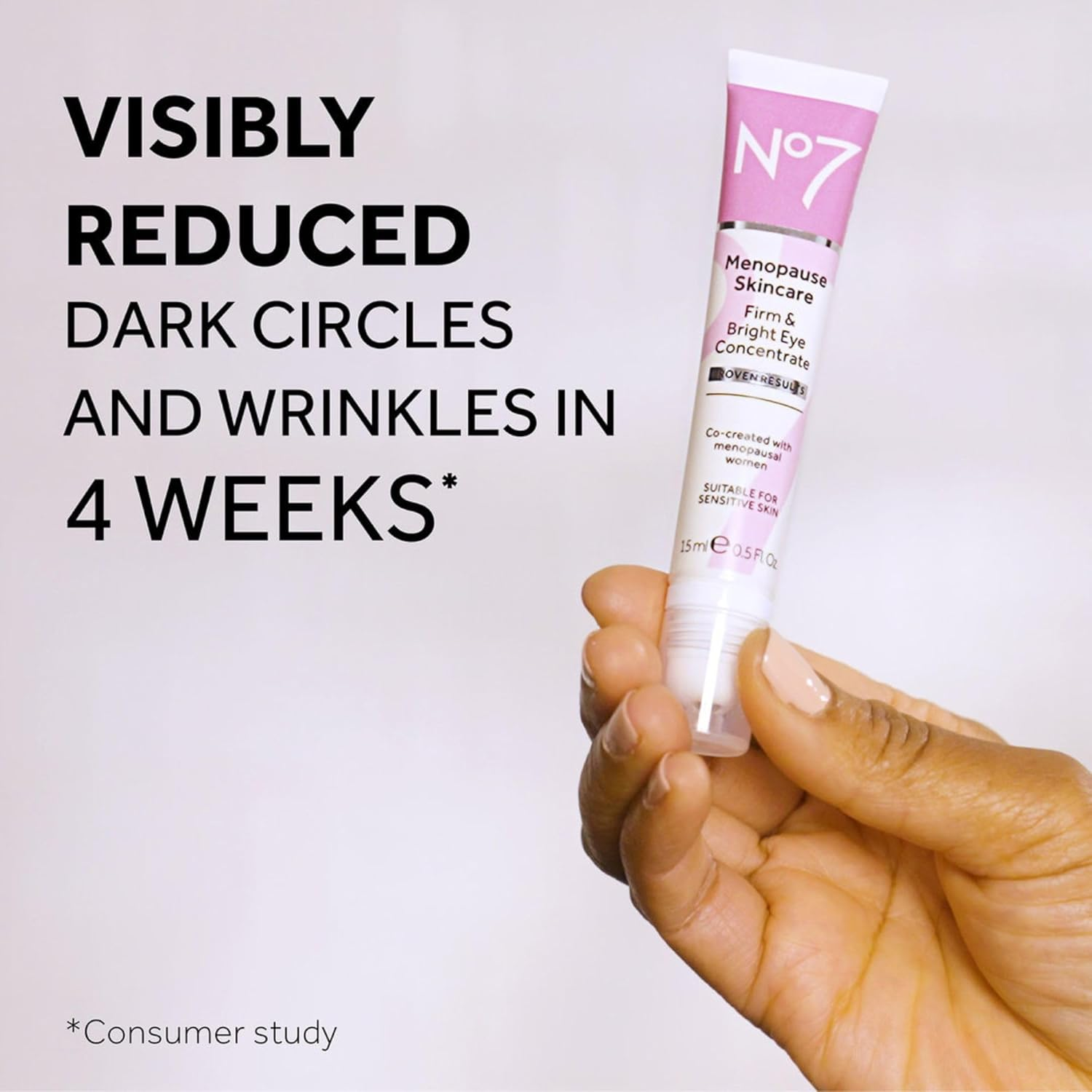 No7 Menopause Skincare Firm & Bright Eye Concentrate - Revitalizing Eye Cream for Dark Circles, Wrinkles & under Eye Puffiness - Menopause Relief Cooling Roller for Refreshing Tired Eyes (15 Ml) image number 1