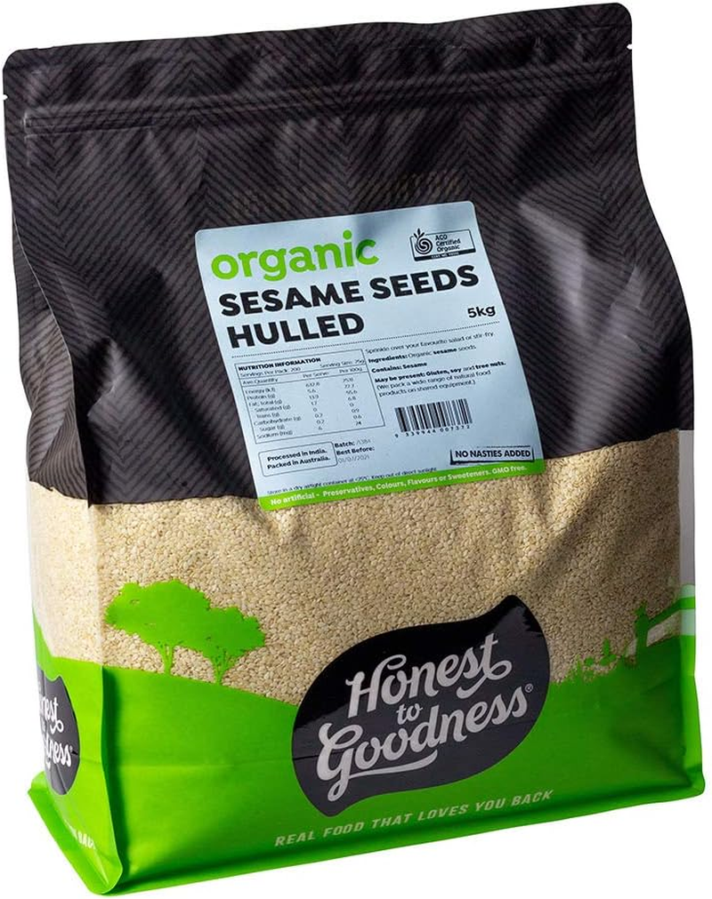 Honest to Goodness, Organic Sesame Seeds Hulled, 5 Kilograms - Delicate Texture and Mild Flavor, Rich in Essential Nutrients, Enjoyed Raw or Toasted. image number 3