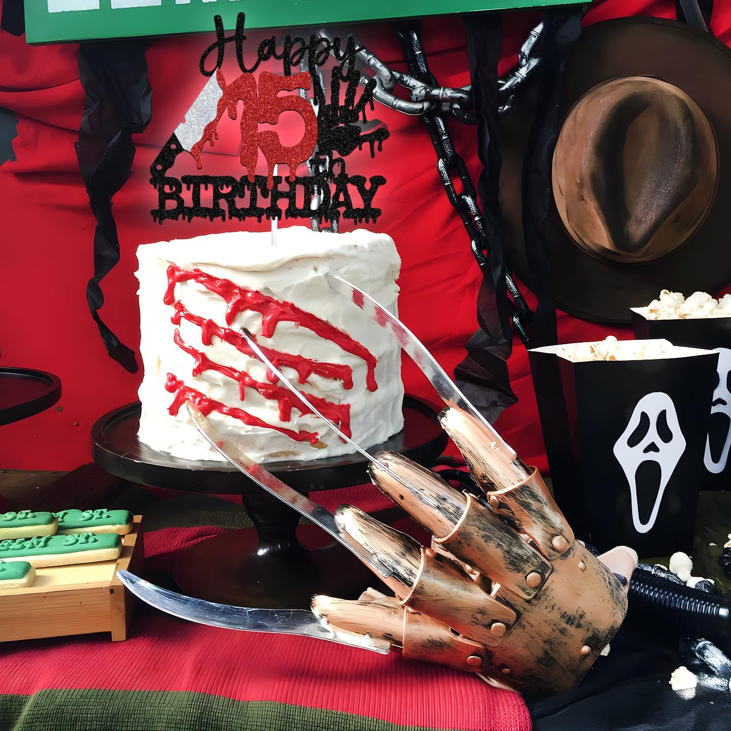 Tivurcia Happy 15Th Birthday Cake Topper, Zombie Bloody Friday Birthday, Have a Killer Birthday Cake Decor, Halloween Horror Movie Themed 15Th Birthday Party Decorations Supplies image number 3