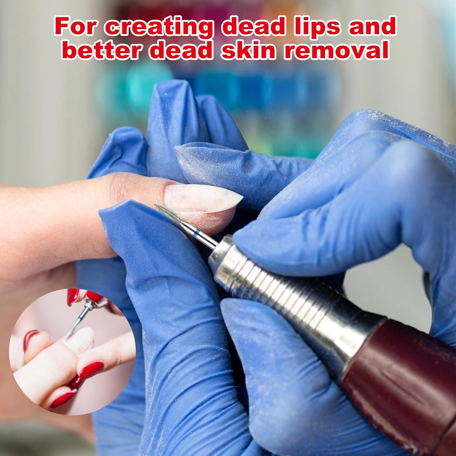 YUXIANLB 6Pcs Cuticle Drill Bit, Flame Shape Diamond Nail Drill Bits Set with Case, Professional Manicure Tools 3/32" Flame Cuticle Clean Nail Carbide Bits for Home Salon image number 4