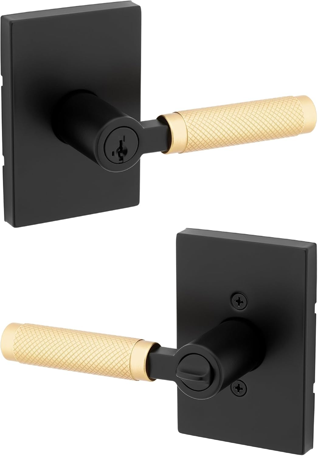 Kwikset Prava Interior Passage Door Knurled Handle, Lever for Closet and Hallway Doors, Reversible Non-Locking Handle Lever, Satin Nickel, with Microban Protection