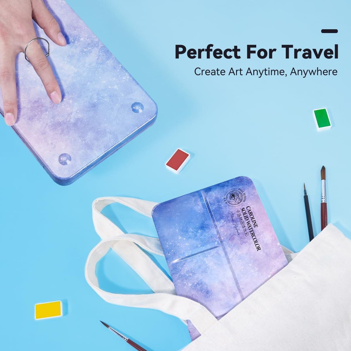 Paul Rubens Watercolor Paint Set, 24 Vivid Colors in Portable Box,Perfect Travel Watercolour Painting Kit for Artists, Amateur Hobbyists Painter on Landscape Portrait Paintings on Canvas image number 4