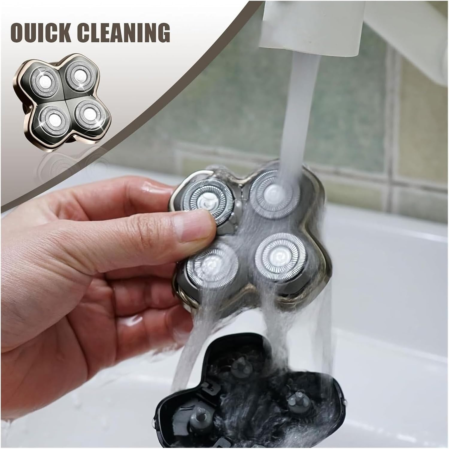 Shaver Replacement Heads &ndash; Universal Compatible Rotary Blade for Bald Head Shaver, Smooth Skin-Friendly Design, Wet & Dry Use, Easy to Install(Silver-1) - Silver-3 image number 5