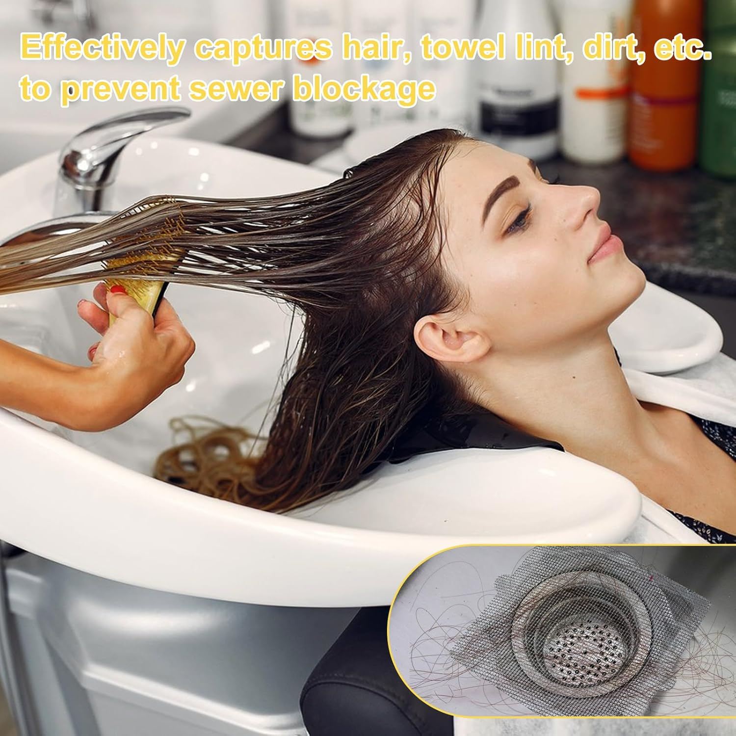 EFUTURETIME Pack of 40 Disposable Self-Adhesive Shower Drain Hair Catcher, 15 Cm X 15 Cm, Fibreglass Mesh Sticker for Shower Drain, Kitchen Bathroom against Drain Clogging image number 6