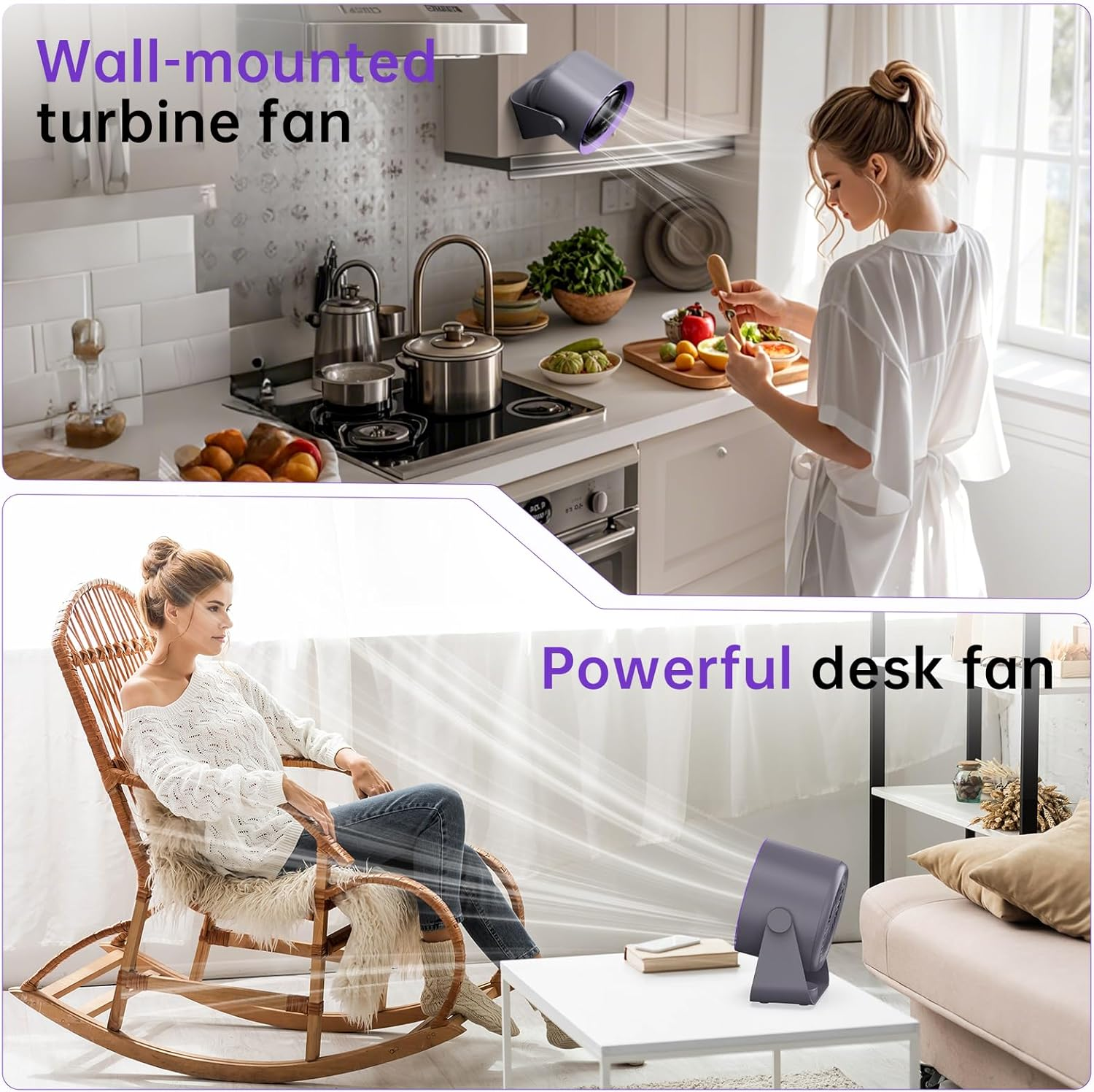 USB Desk Fan with LED Display & 5400Mah Battery, 5-Speeds Adjustable, 90&deg; Tilt Hangable Quiet Portable Table Rechargeable Desktop Fan for Bedroom, Office, Dorm, Kitchen, Wall, Home (Khaki) - Pink image number 7