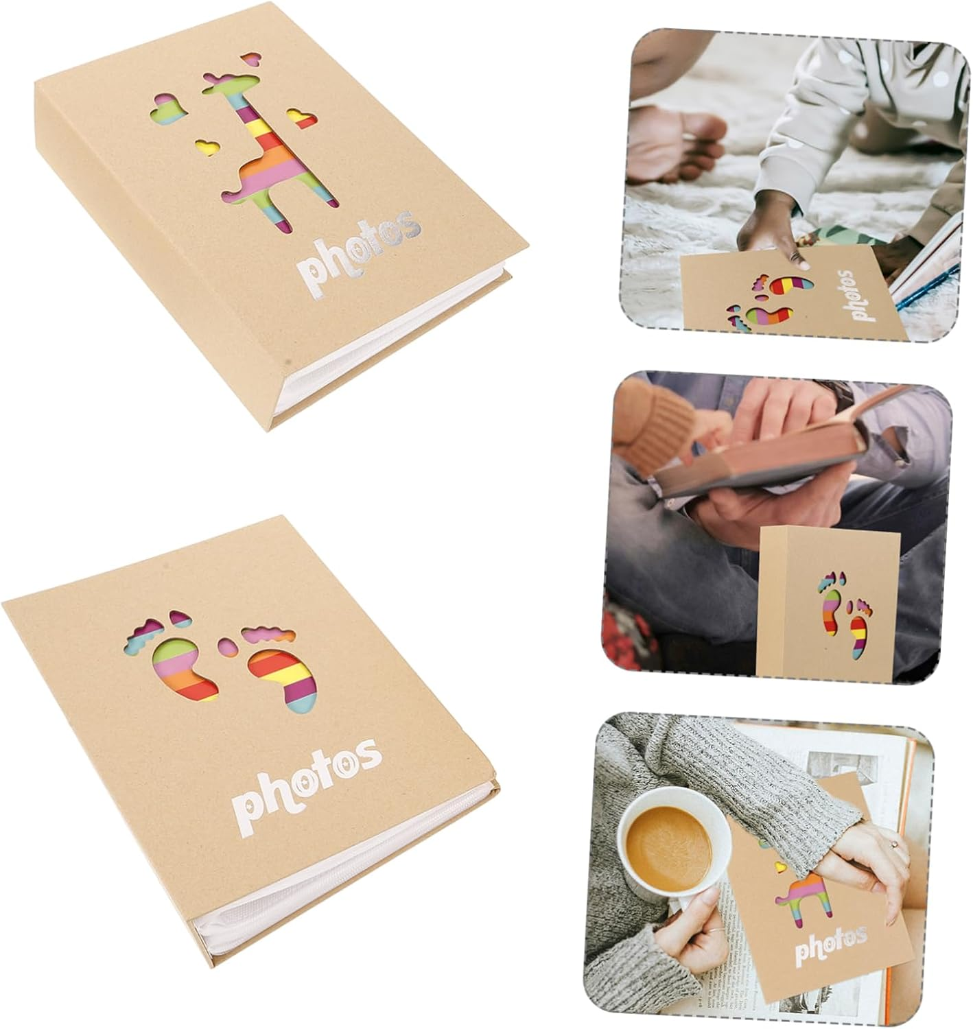 2Pcs Cute Photo Album Keepsake with Giraffe for Storing Photos Cards and Small Keepsakes for Family Friends and Special Occasions image number 6