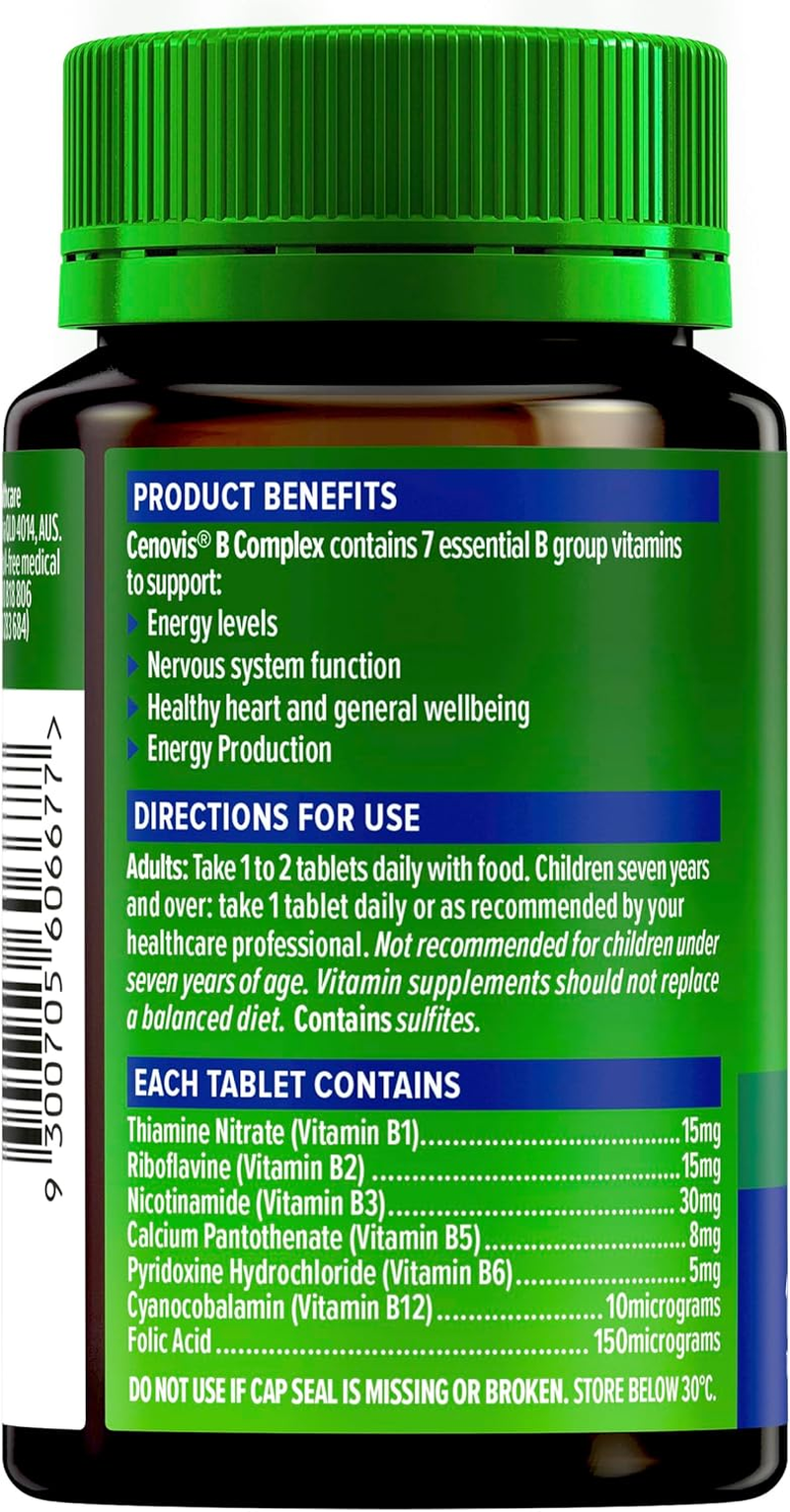 Cenovis Vitamin B Complex- Supports Energy Levels & Production - Maintains Nervous System Function & Heart Health - Aids Digestion of Dietary Fat 180 Tablets image number 5