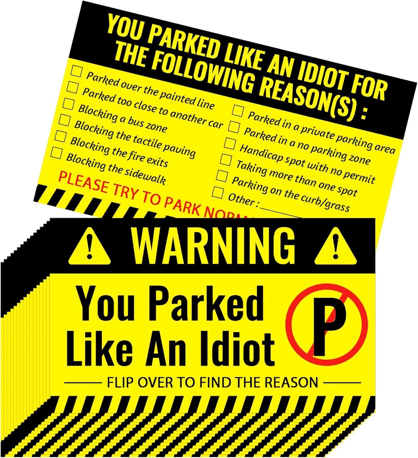Bad Parking Cards - 100Pcs You Suck at Parking Cards -Funny Parking Violation Tickets Learn to Park Polite Reminder Business Cards(3.5 X 2 Inches)