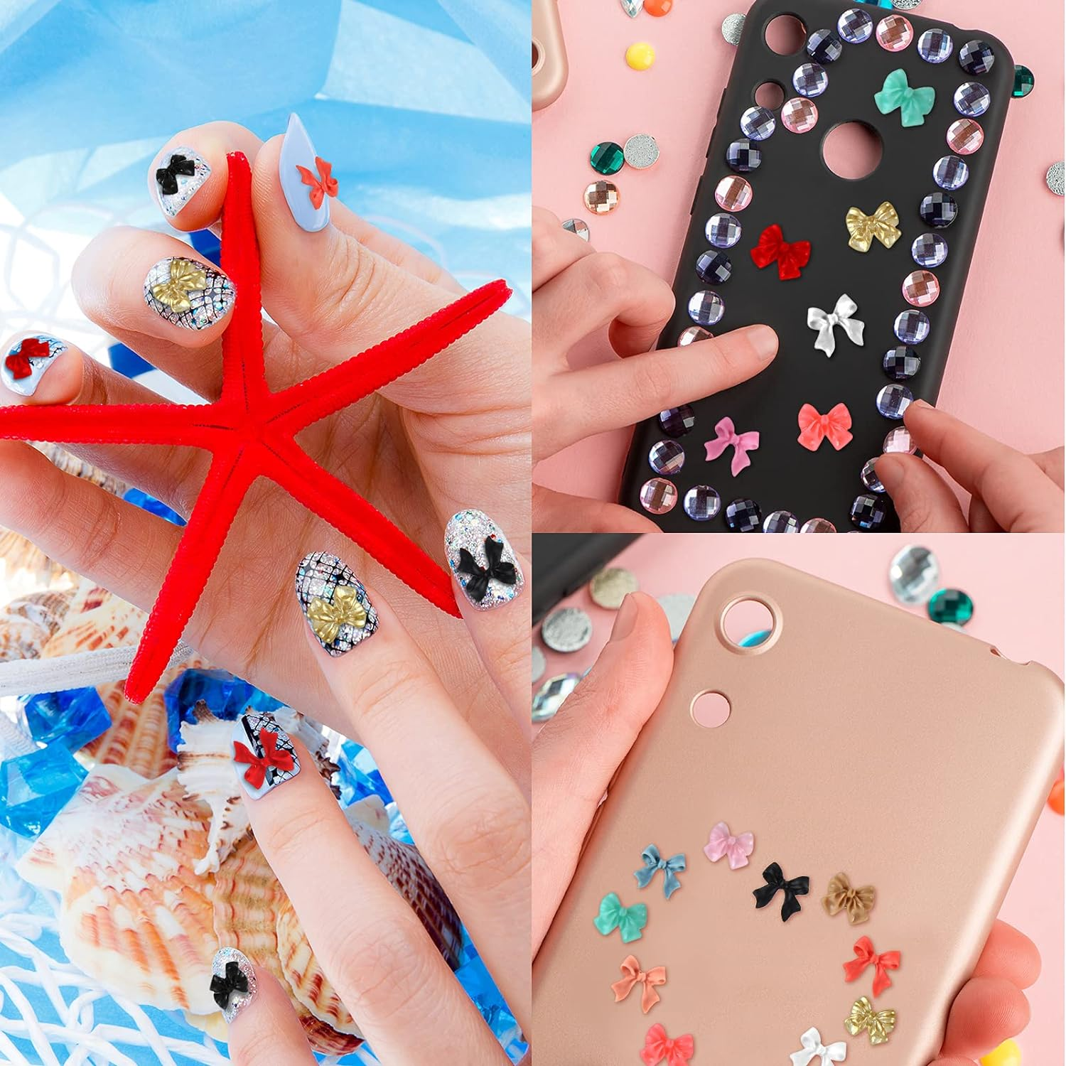 240 Pieces 3D Bow Nail Art Decorations 3D Bows Nail Charms Resin Bow Nail Decorations Colorful Bowknot Nail Accessories for Nail Art Designs Nail Decoration DIY Crafting image number 5