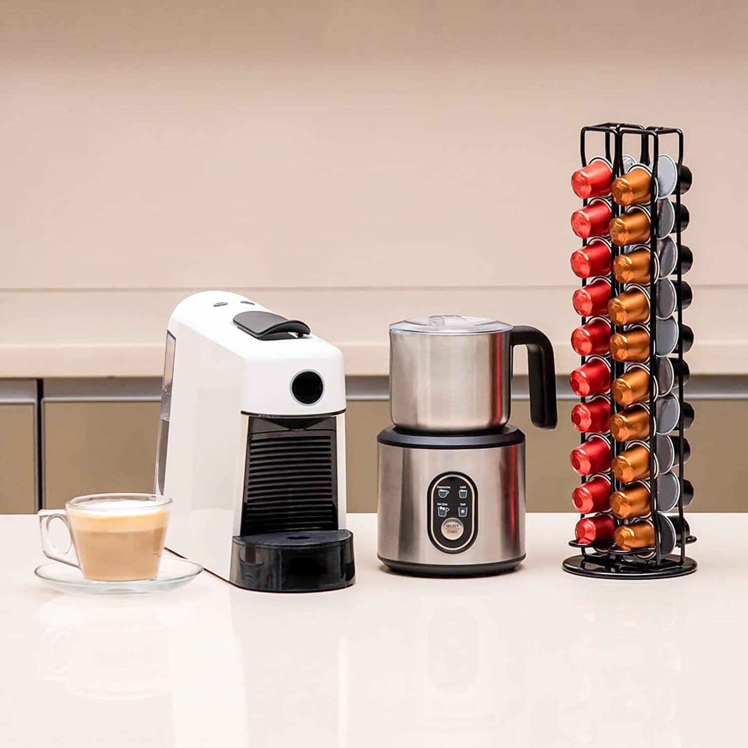 Coffee Pod Holder for Nespresso Pods, 40 Capsule Capacity, 360&deg; Rotating Coffee Pod Storage Tower Stand, Black, Rust-Proof, Soft Base, 37Cm High, Ideal Coffee Pod Holder for Kitchen, Office, Canteen image number 3