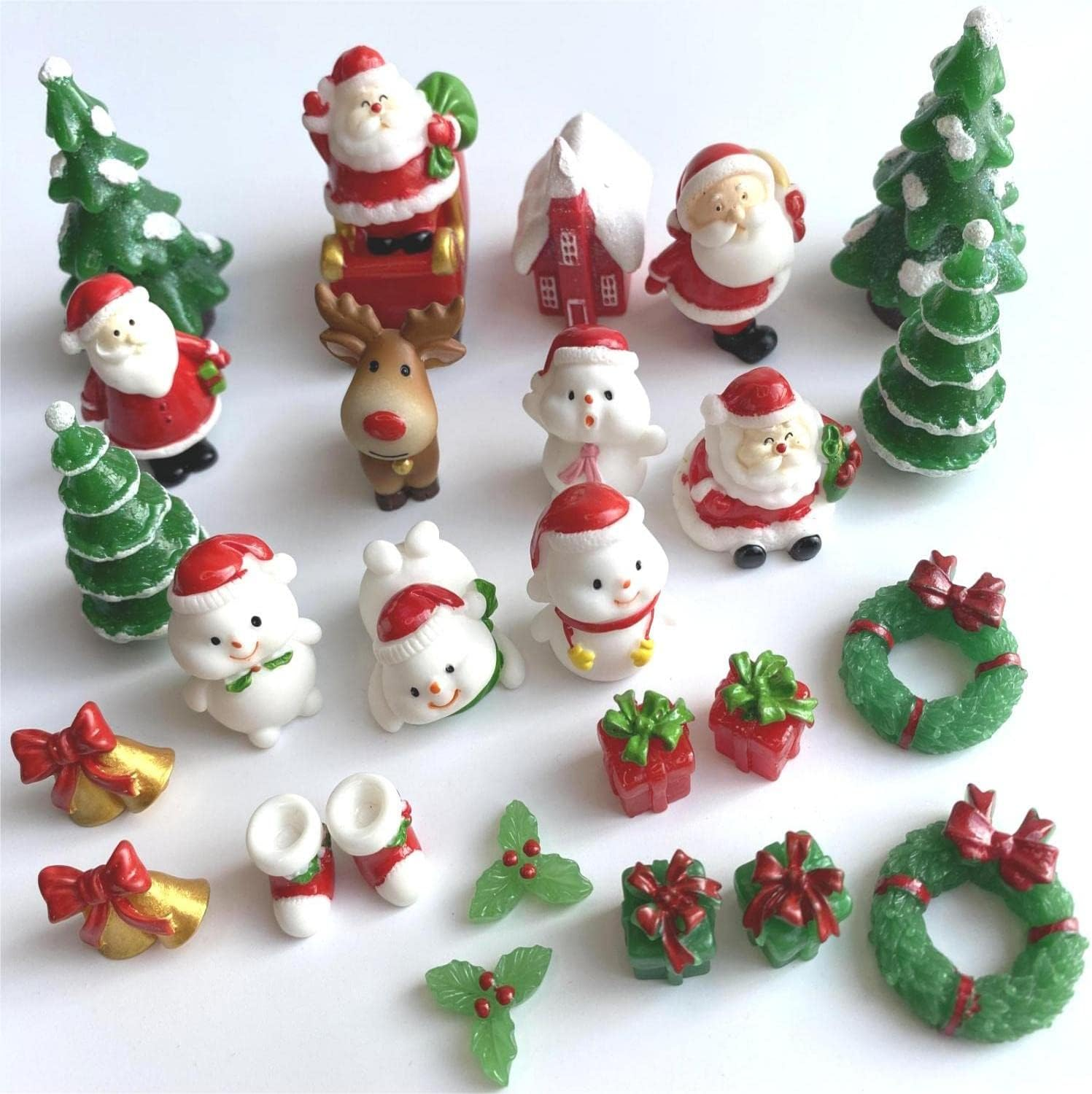 27 Pieces Christmas Resin Miniature Ornaments Kit for DIY Fairy Garden, DIY Snow Globe Figurines Crafts,Dollhouse, Desktop,Landscape Decorations image number 6