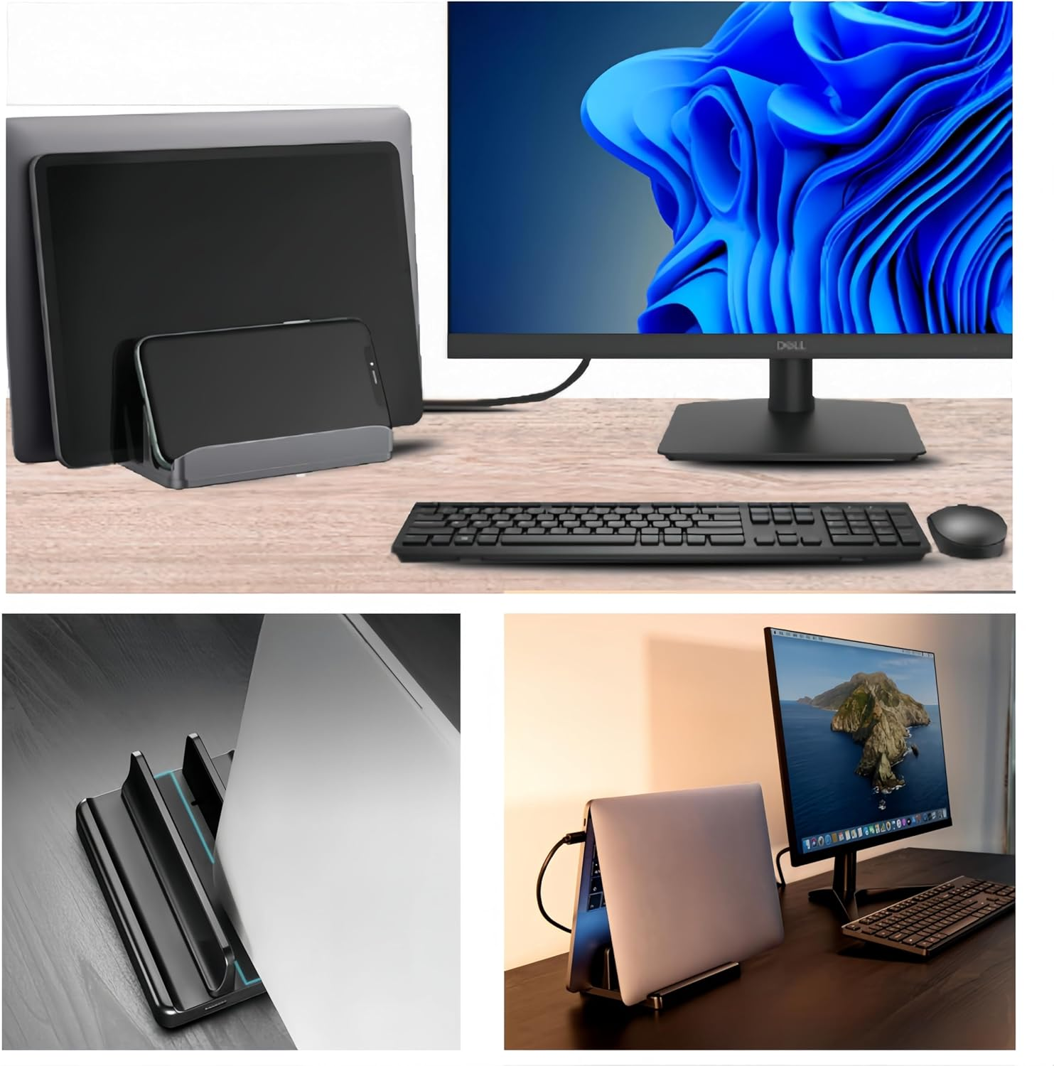 Laptop Holder, 4-Slot Vertical Laptop Stand with Anti-Slip Pads, Supports Laptops, Tablets, and More, Space-Saving, Adjustable, Multi-Device Support image number 3