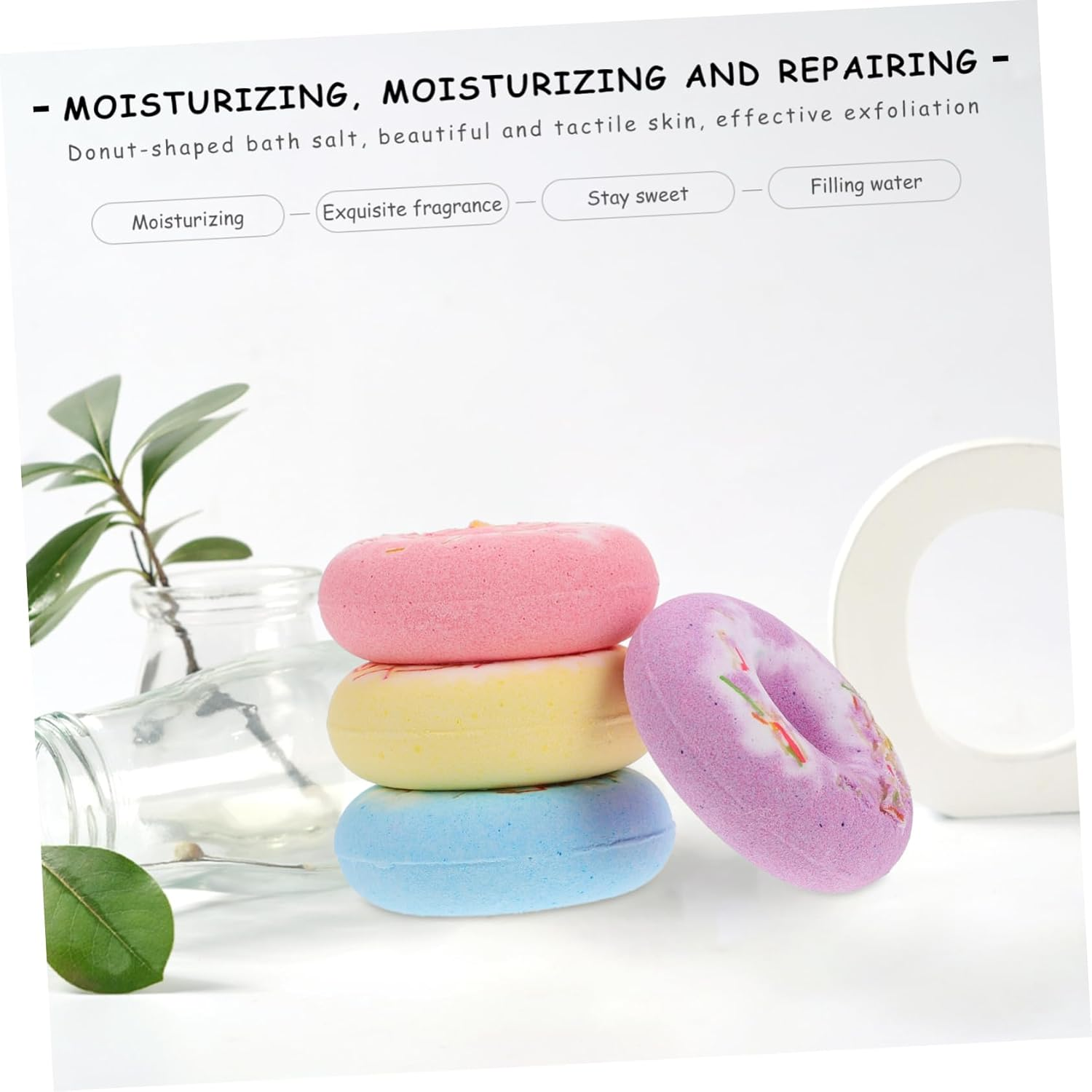 UPKOCH 110G Spa Salt Balls Set Handmade for Boys and Girls 4 Pack Cake Shape Bathing Balls Safe Healthy Natural Relaxing Bath Random Colors image number 5