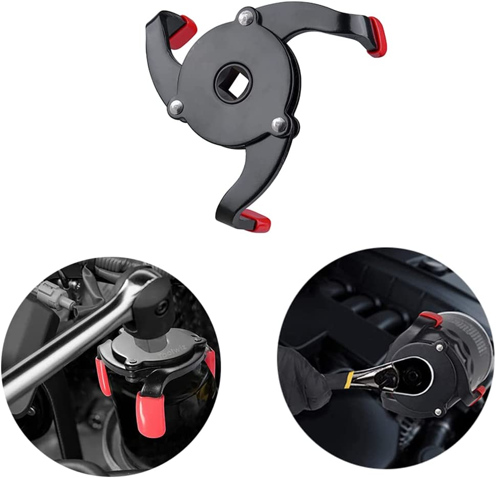 Yakamoz Adjustable 3 Jaw Oil Filter Wrench,Single Way Universal Adjustable Oil Filter Wrench with Anti-Slip Foot Grip from 2.4 Inch to 3.7 Inch for Removing Motorcycles Cars Trucks image number 1