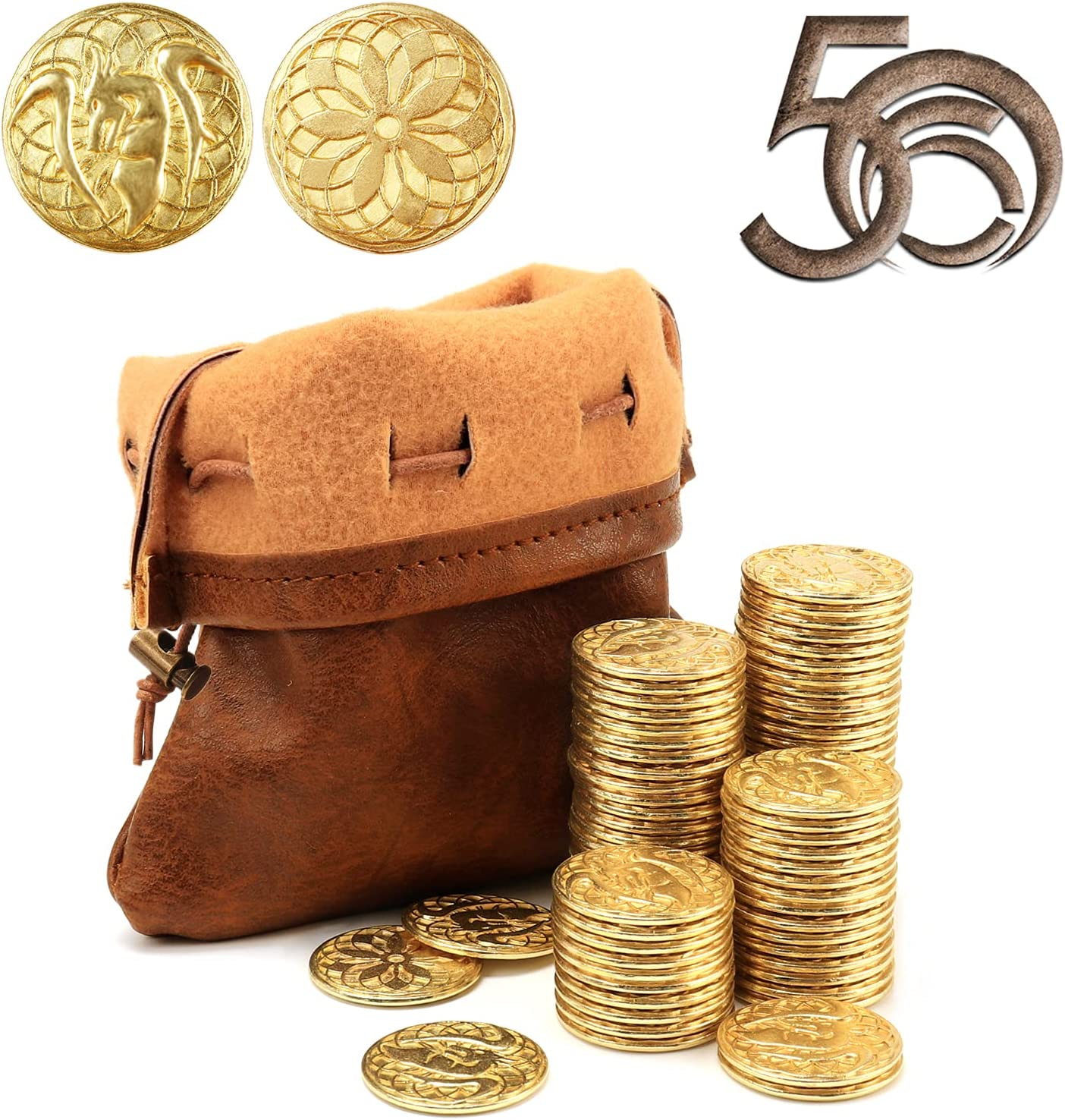 Metal Pirate Coins, 30 Gold Treasure Coins Set, Metal Replica Spanish Doubloons, Pirate Treasure Chest Fake Coins Tokens, Realistic Money Imitation for Cosplay Toys Board Games