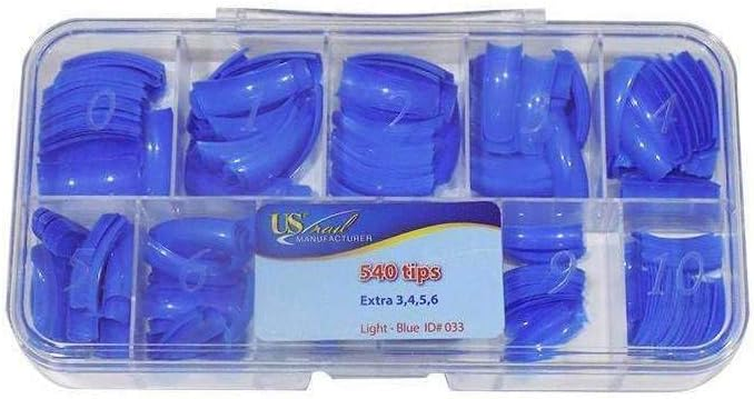 US NAIL - Nail Tip Box - Light Blue (540 Tips)