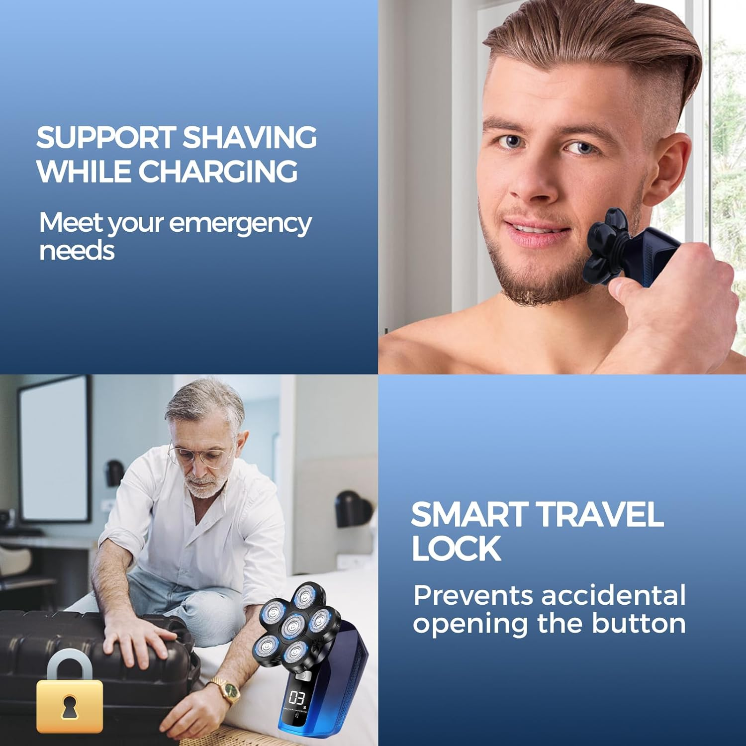 Head Shaver for Bald Men,5 in 1 Bald Head Shavers for Men Cordless,Waterproof Wet Dry Mens Electric Shavers for Face Shaving,Rechargeable Electric Razor for Mans Shaver Hair Razor USB image number 5
