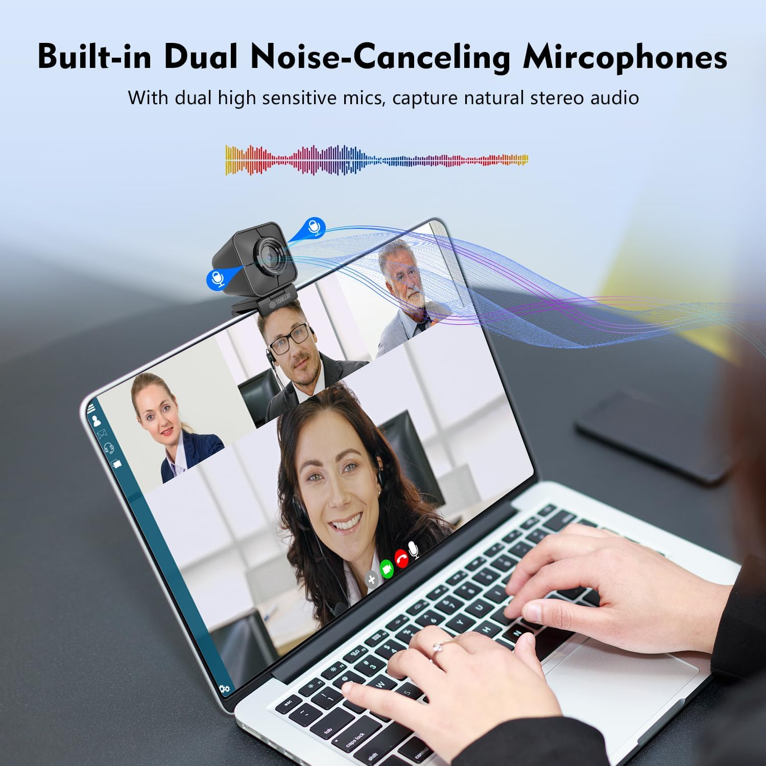 TOALLIN UHD 4K Webcam with Remote Control, 12 Million Pixels, PDAF Auto-Focus, Dual Noise-Reduction Mics, 5X Digital Zoom & Image Mirroring, USB Web Camera for Conferencing/Live-Streaming/Video Calls image number 5