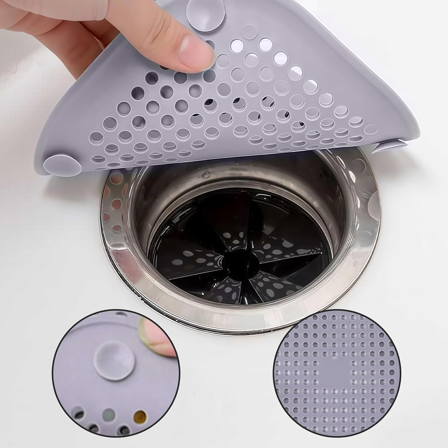 2 Pcs Drain Cover, Efficient Shower Drain Hair Catcher, Anti-Clog Shower Drain Cover, Suitable for Bathroom, Kitchen, Bathtub, Sink Floor Drains image number 2