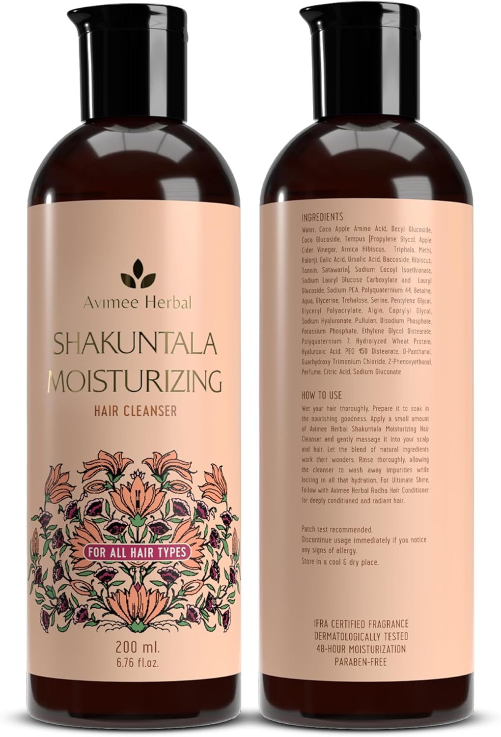 AVIMEE Herbalshakuntala Moisturizing Hair Shampoo with Hyaluronic Acid | 24 Hrs Deep Hydration & Nourishment, Repairs Dry & Damaged Hair | for Men & Women | 200 Ml image number 3