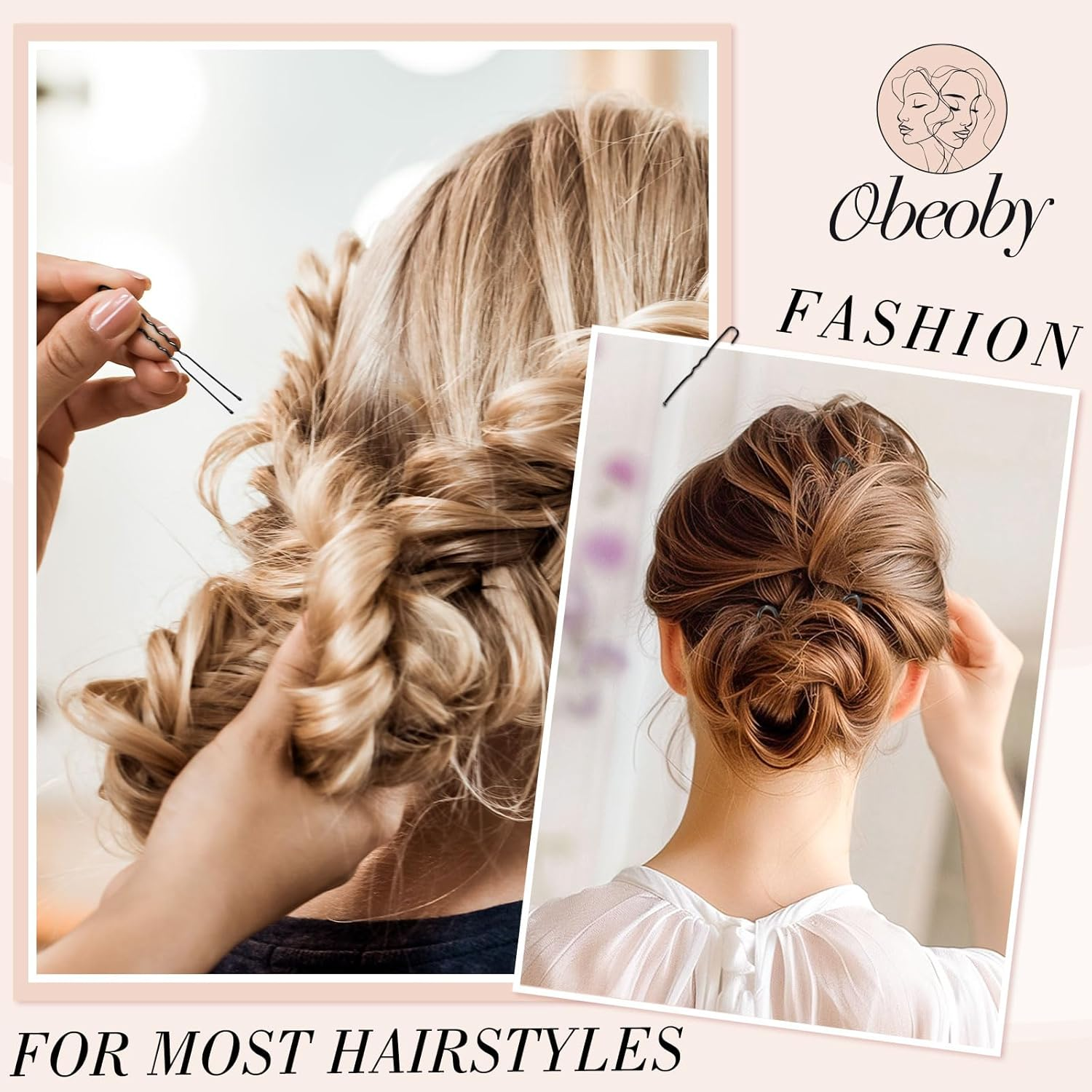 460 Piece Hair Pins and Hair Bobbles Set, 220 Bobby Pins - 2 Sizes and 240 Hair Bobbles with Storage Box for Women Girls Wedding Hairstyles (Black) image number 4