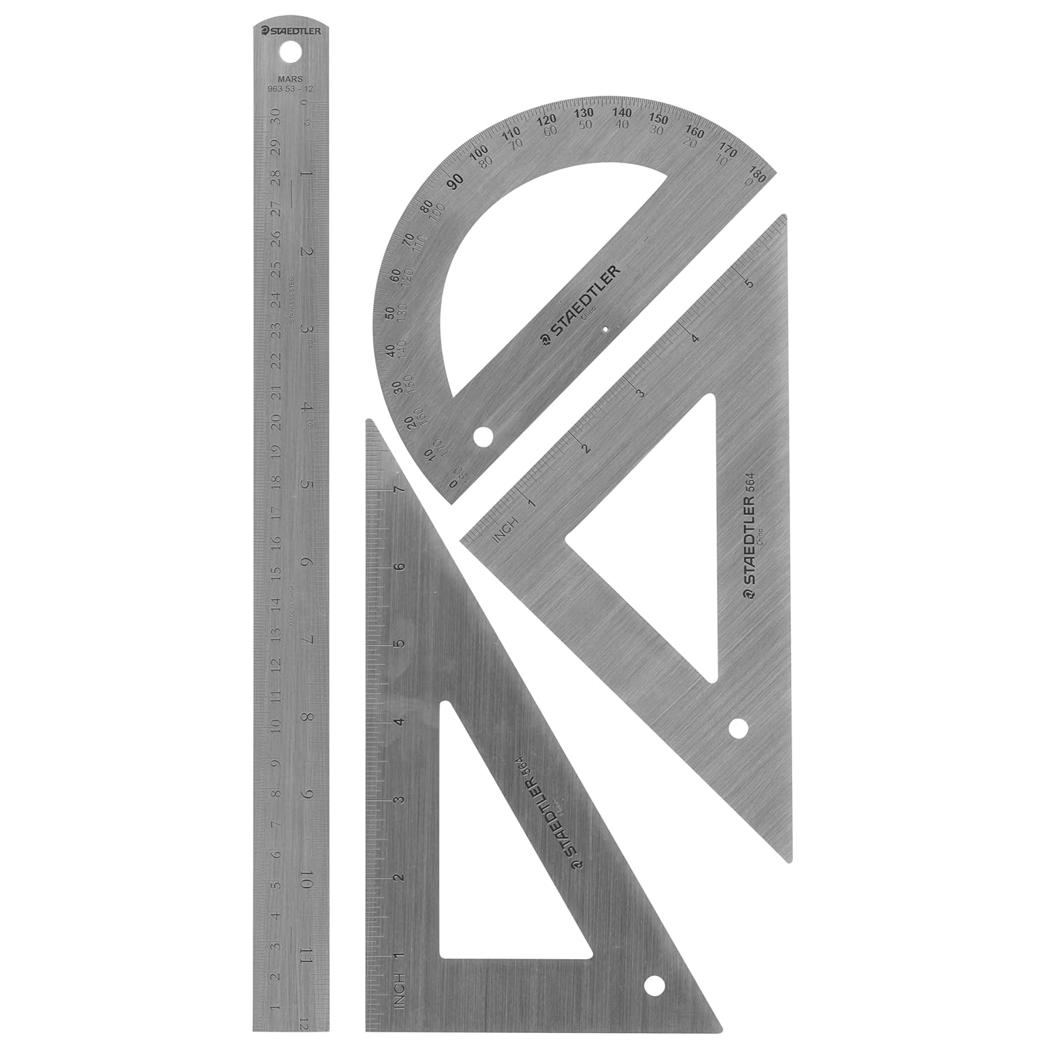 Staedtler Mars 4 Pc Combination Math Set, Stainless Steel, 56632BK image number 1