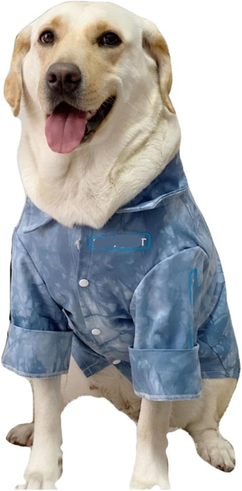 Dog Clothes Large Dog Shirt Denim Jeans Coat Spring Autumn Dog Clothes Corgi Samoyed Husky Labrador Costume Apparel Warm (Color : Blue, Size : 11) image number 2