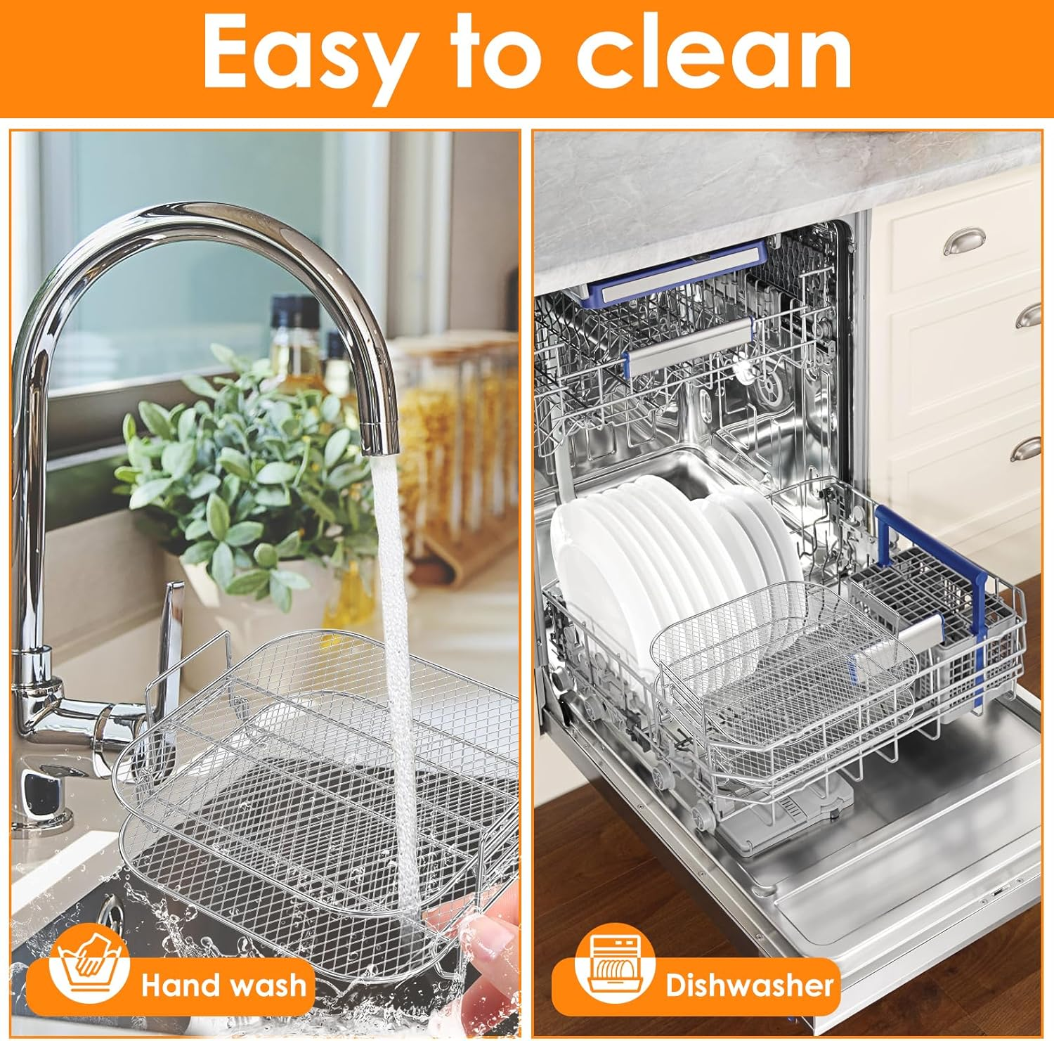 2Pcs Square Air Fryer Rack, 8 Inch Stainless Steel Dehydrator Rack, Square Air Fryer Accessories, Stackable Air Fryer Racks, Heat Resistant Square Racks Air Fryer Accessories for Square Air Fryer Oven image number 3