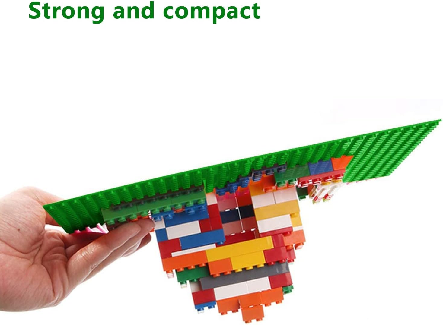 Classic Baseplates Building Bricks Base Plates 25CM X 25CM Compatible with Major Brand Toy Blocks Pack of 6 Blue Gray & Green image number 2