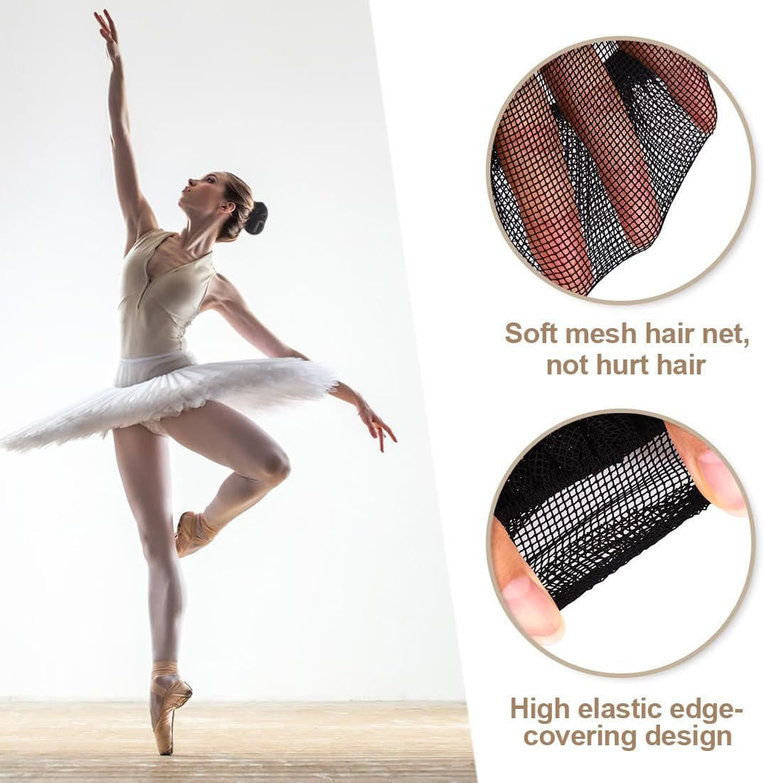 COYUN Pack of 4 Hair Nets, Hair Nets, Bun Net, Ballet Bun Net, Hairstyle Aid Fabric Knot Net for Gymnastics for Girls and Women, Sports Gymnastics, Ballet Riding image number 2