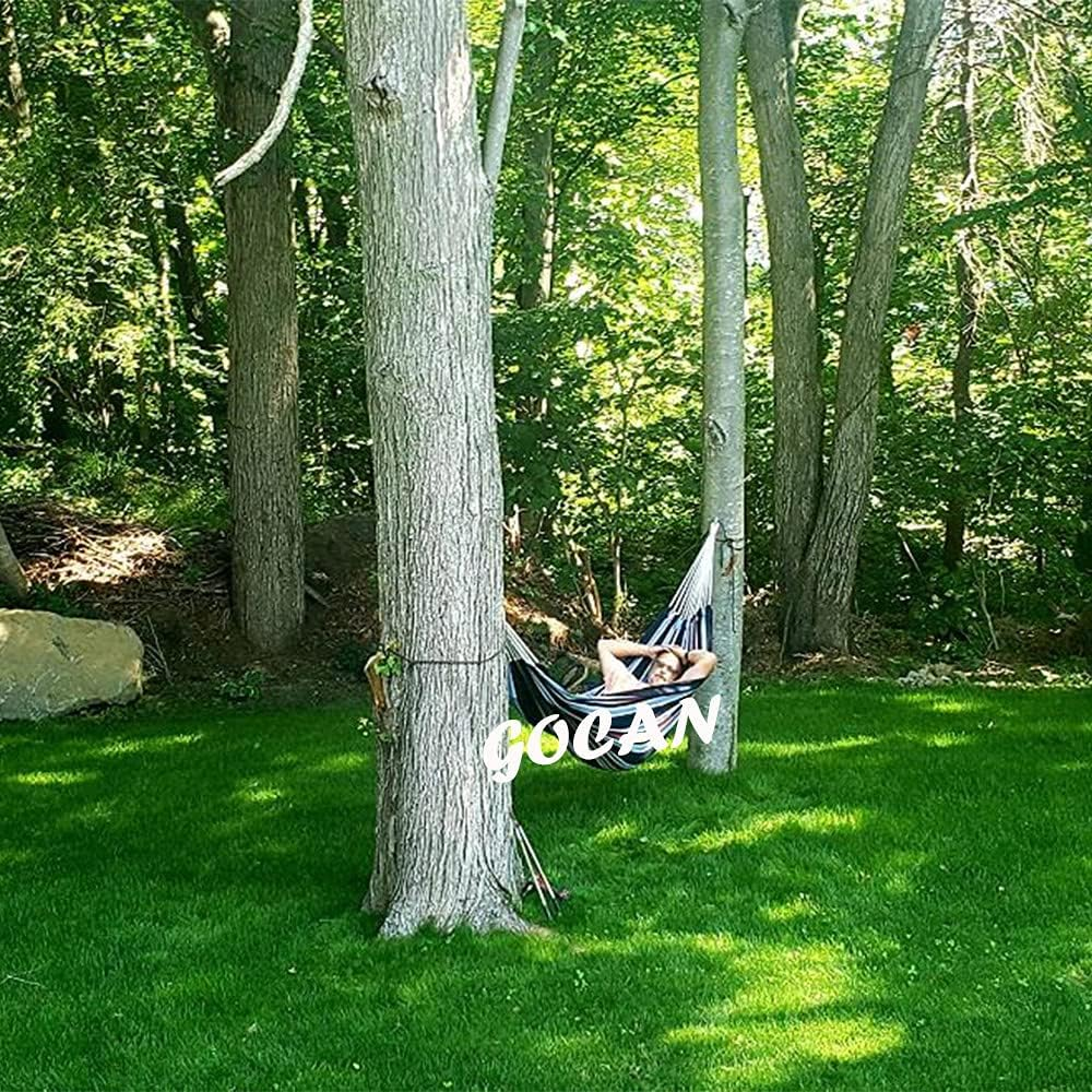 GOCAN Brazilian Double Hammock 2 Person Extra Large 220X160Cm Total Length 330Cm Load 500Lb Canvas Cotton Hammock for Patio Porch Garden Backyard Lounging Outdoor and Indoor(Dark Blue)