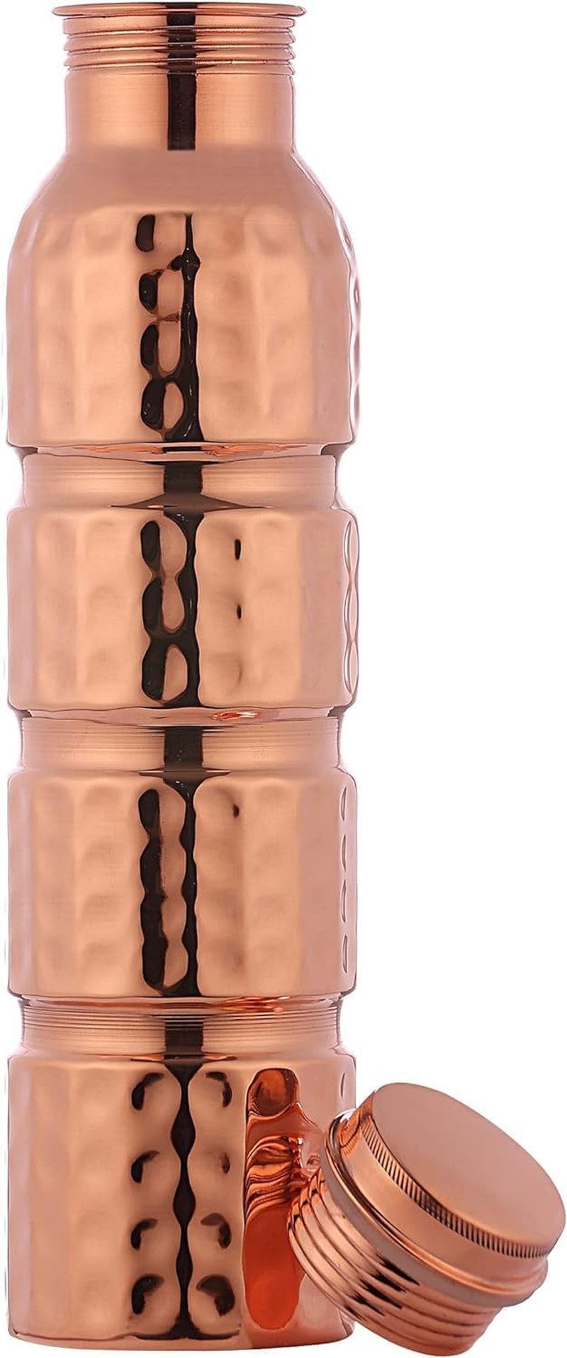 Healthgoodsau - Hammered Pure Copper Copper Water Bottle, UNLINED, UNCOATED and LACQURED-FREE for Ayurvedic Benefits 1000 Ml Capacity image number 4