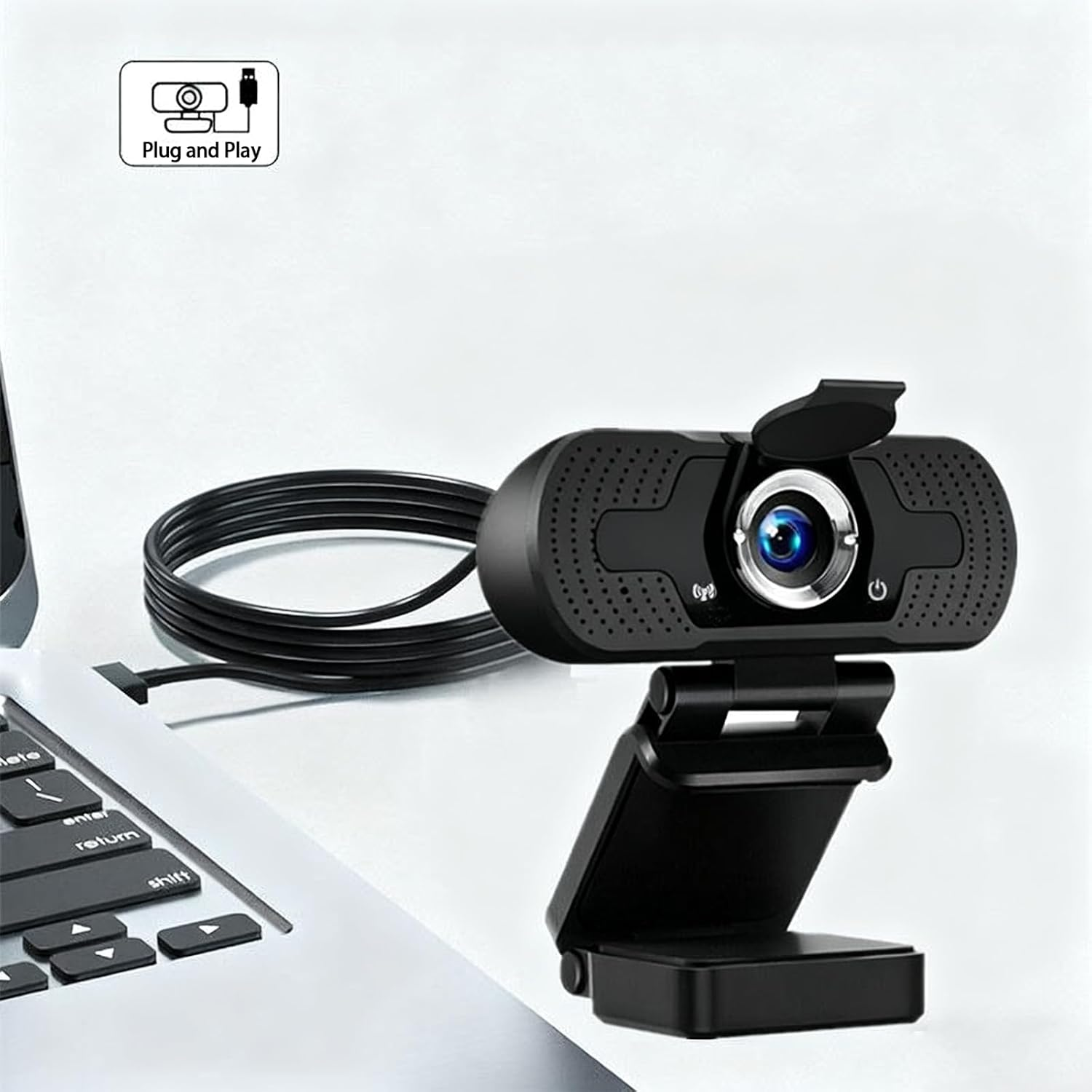 1080P Webcam with Stereo Microphone USB Web Camera 110 Degree View Angle HD Webcam for Video Calling Recording Conferencing Streaming Gaming on Desktop Laptop image number 2