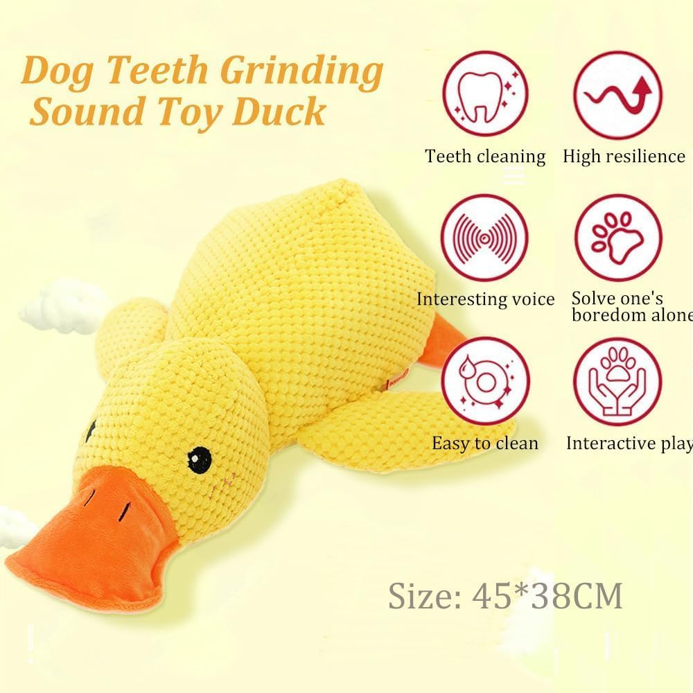 The Mellow Dog Calming Duck Dog Toy,Zentric Quack-Quack Duck Dog Toy,Quacking Duck Toy,Cute No Stuffing Duck with Soft Squeaker,Durable Squeaky Dog Toys (Pink+Yollow,One Size) image number 4