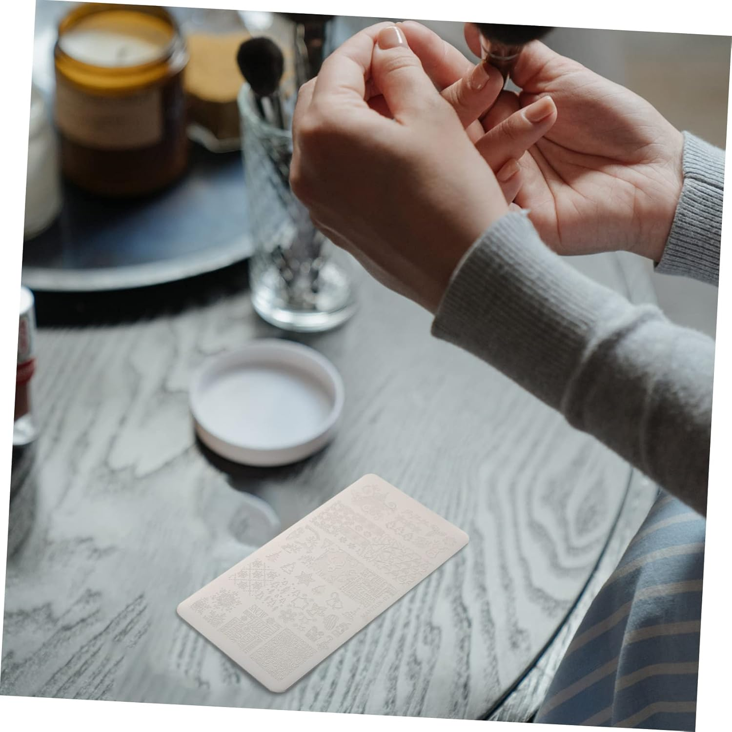 VALICLUD 5Pcs Christmas Snowflake Nail Art Stamping Plates Practical Manicure Molds Durable Reusable Nail DIY Mold Accessories for Stylish Holiday image number 1