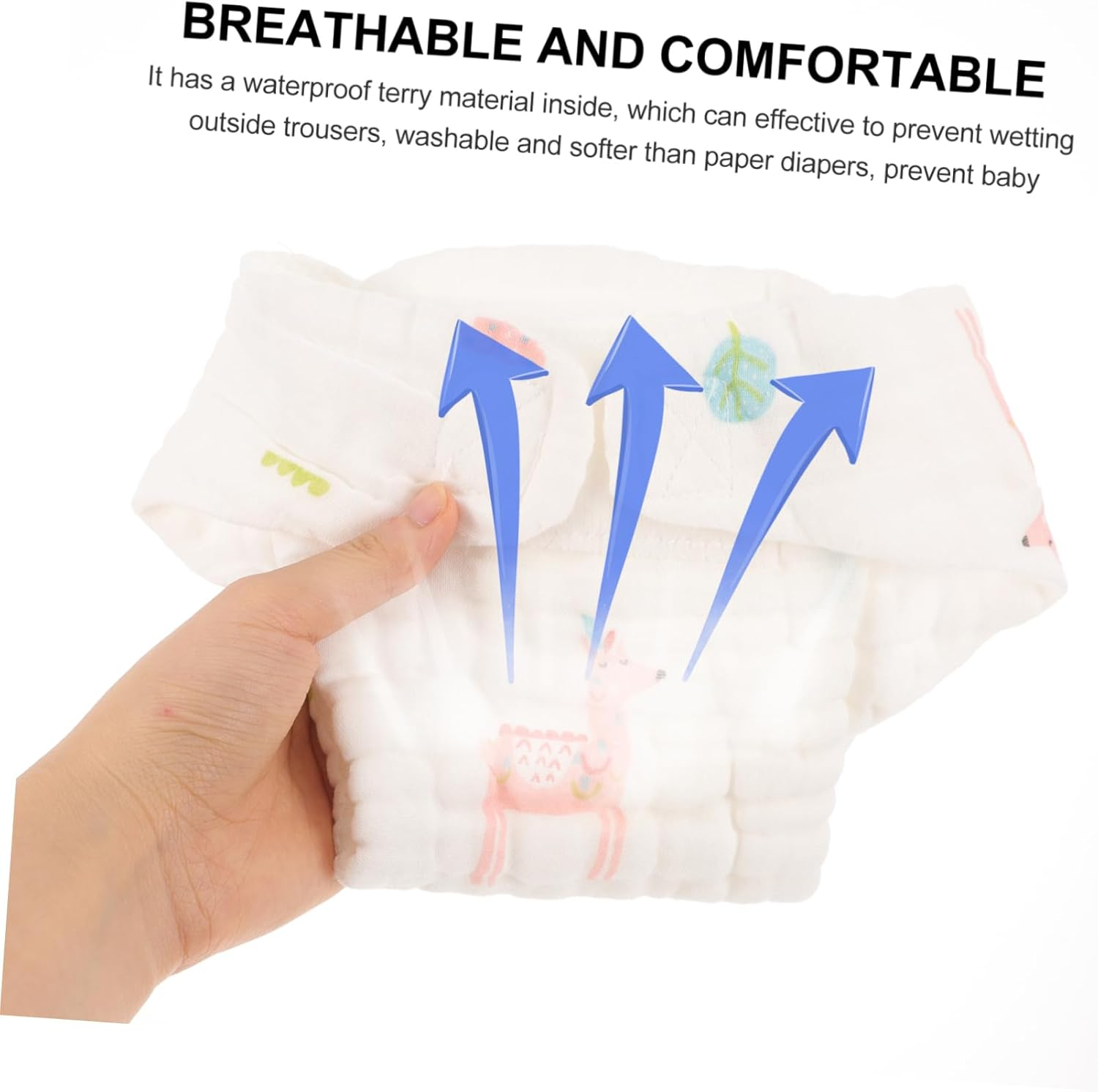 VICASKY Washable Cotton Gauze Diaper Pants for Newborn Infant Girl 2 Pack Reusable Nappies Absorbent and Comfortable Random Style image number 3