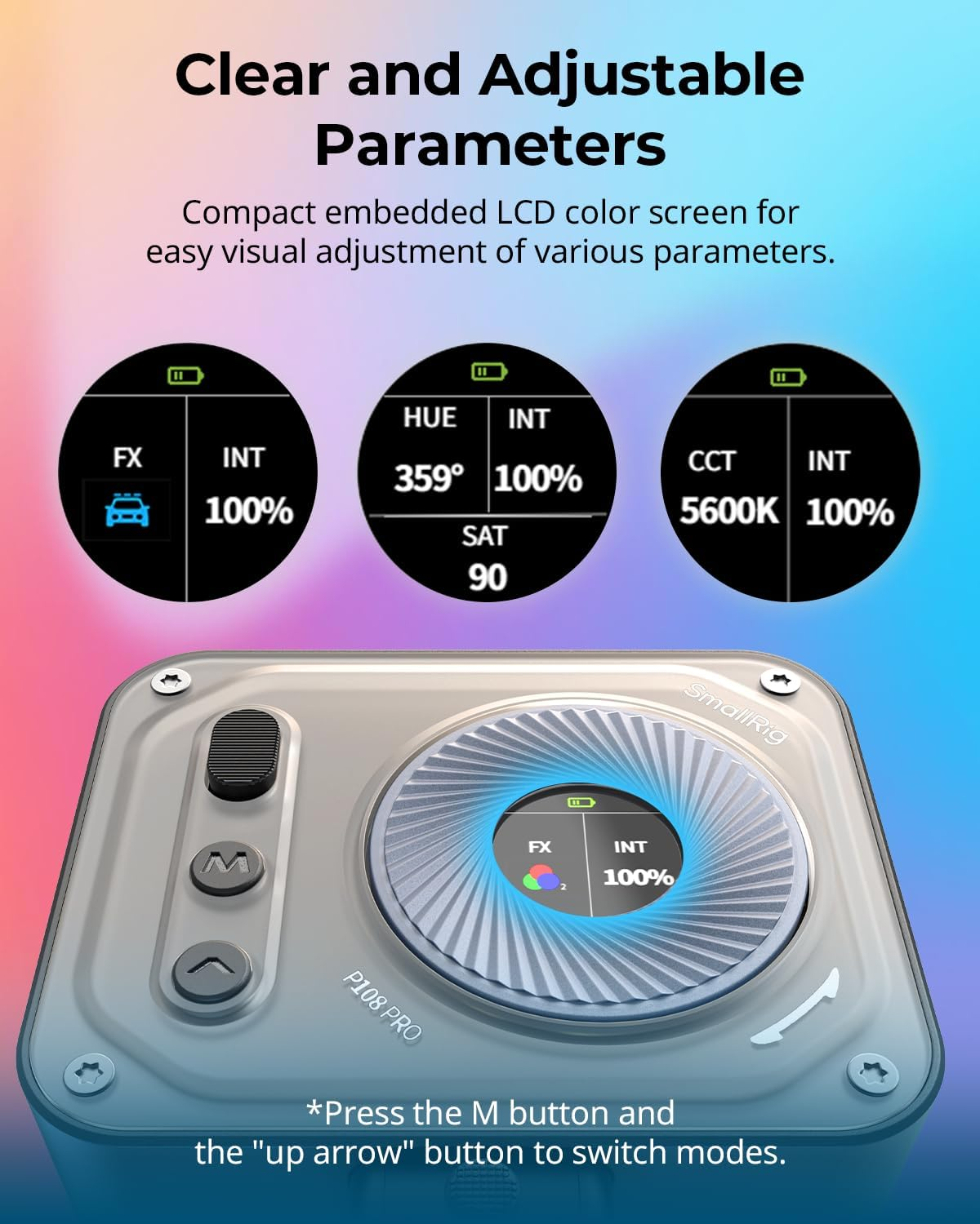 SMALLRIG Vibe P108 Pro RGB Video Light, Portable Led Camera Light for Photography, Cold Shoe Light, CRI95+, 2500-6500K, 12 Effects, Fill Light Accessories for Content Creator, Streaming 4661 image number 5