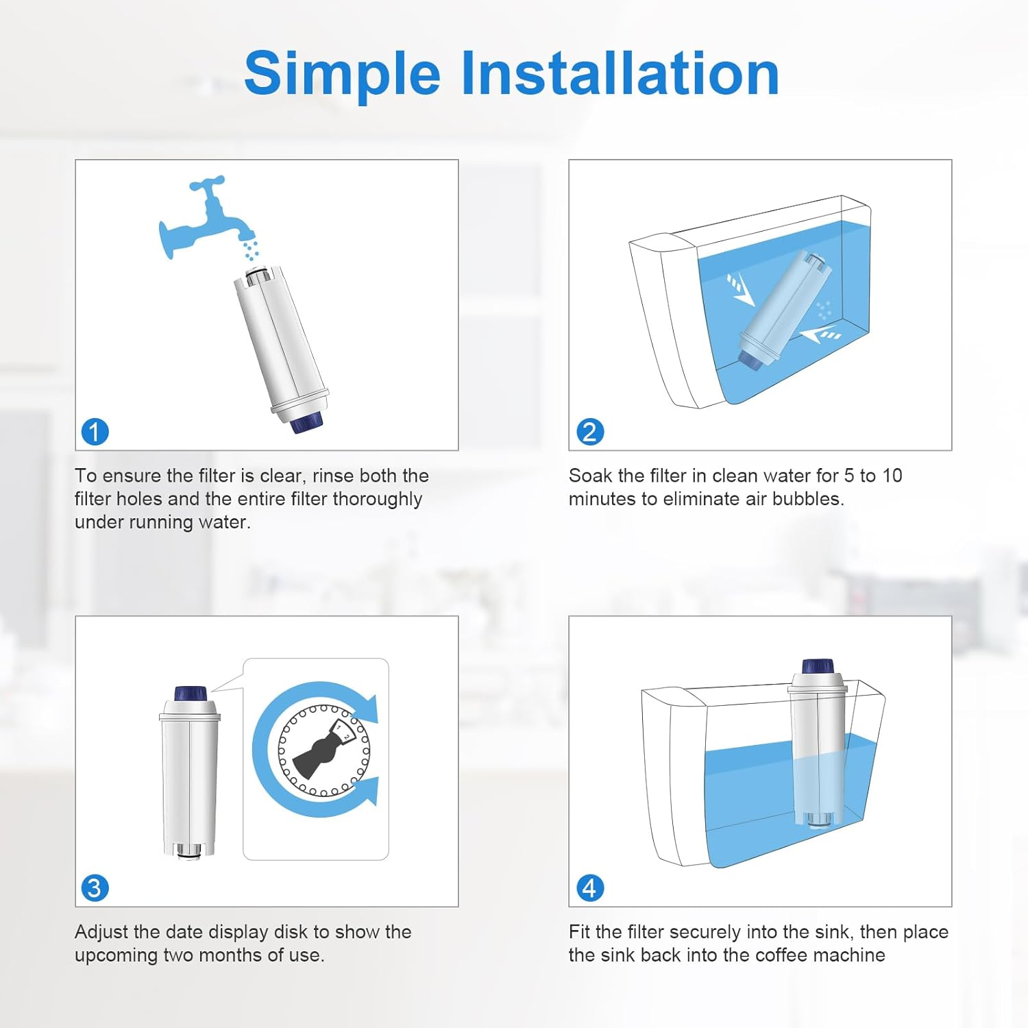 Molifal Coffee Machine Filter, Water Filter Replacement Compatible with Delonghi ECAM Series, Dinamica, Cappuccino System, Magnifica, ETAM Autentica, Various Models from Esam (6) image number 2